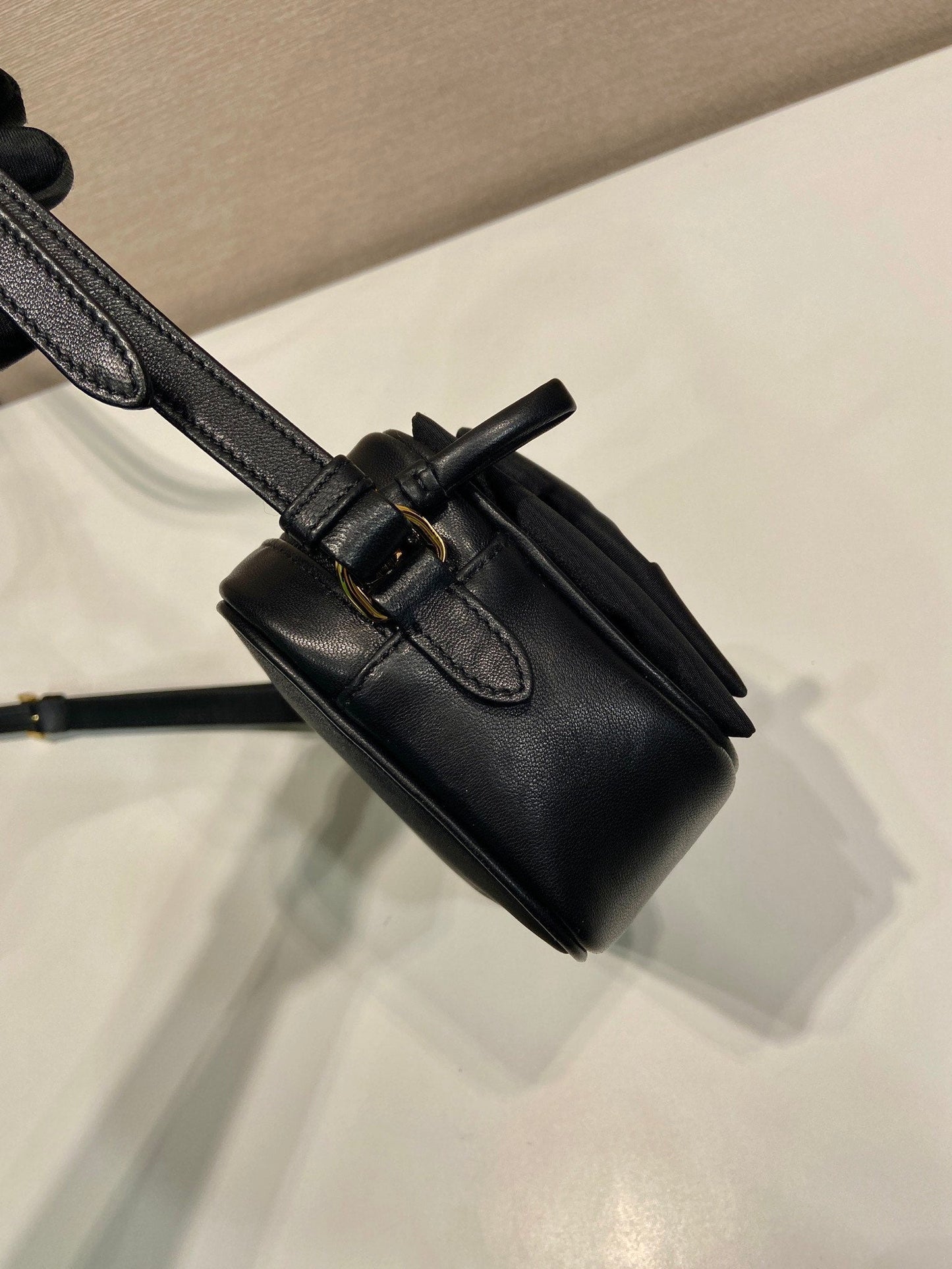 Luxury PradaBOW BAG 18 IN BLACK RE-NYLON AND LAMBSKIN