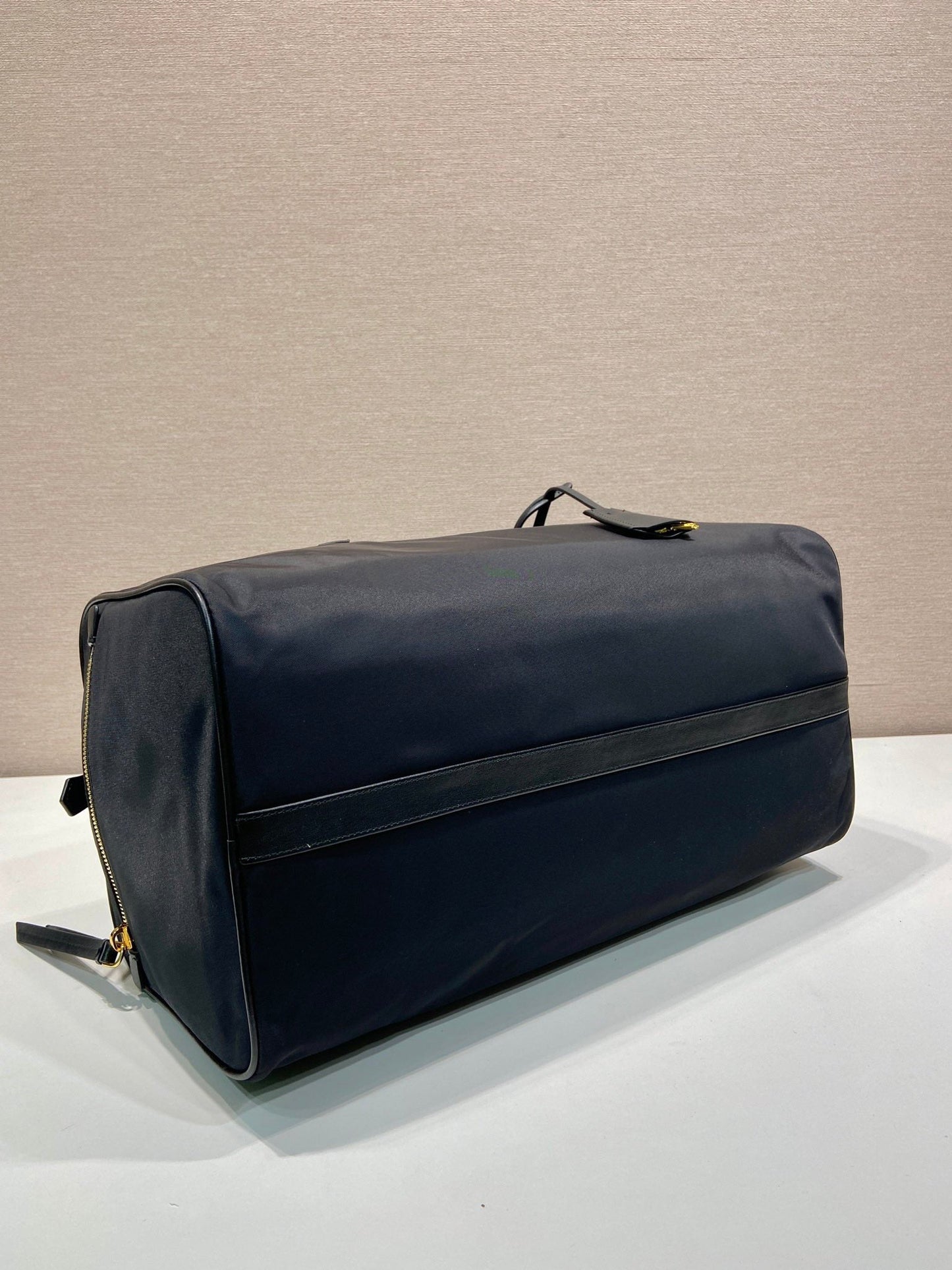 Luxury PradaTRAVEL BAG 40 IN BLACK WATERPROOF FABRIC GOLD PADLOCK