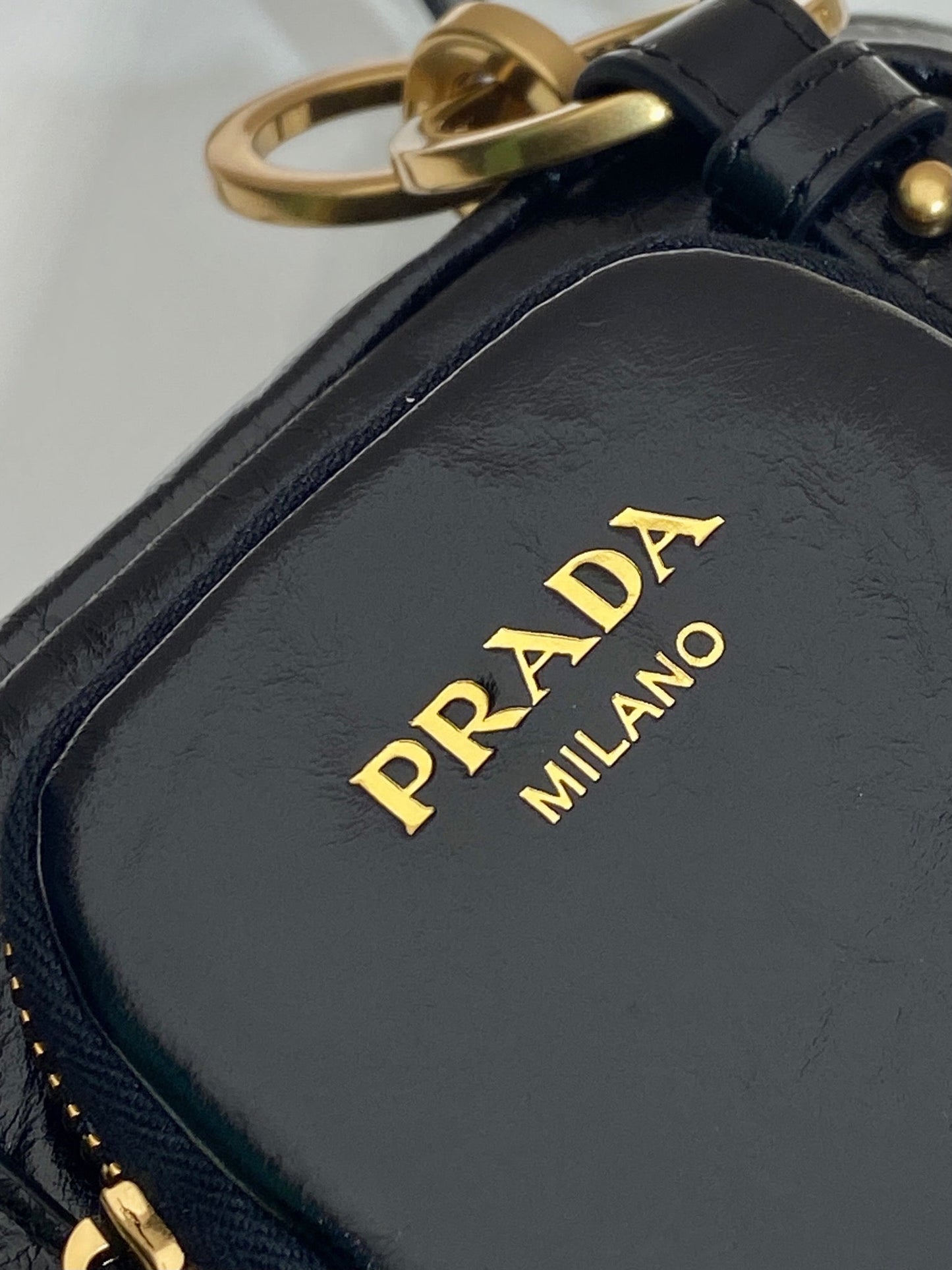 Luxury PradaSMALL RECTANGULAR BAG 14 IN BLACK OIL WAX LAMBSKIN GOLD HARDWARE