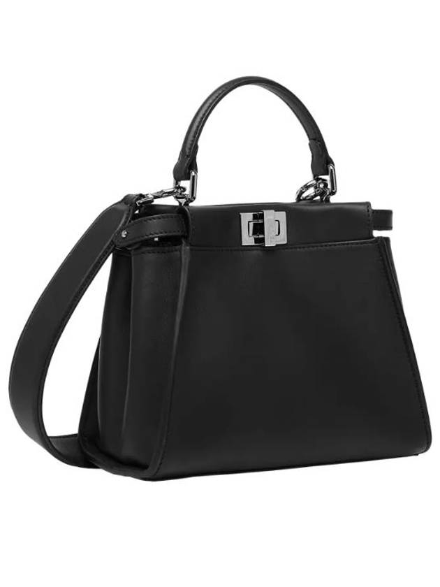 Luxury Fendi Peekaboo Mini Leather Tote Bag Black