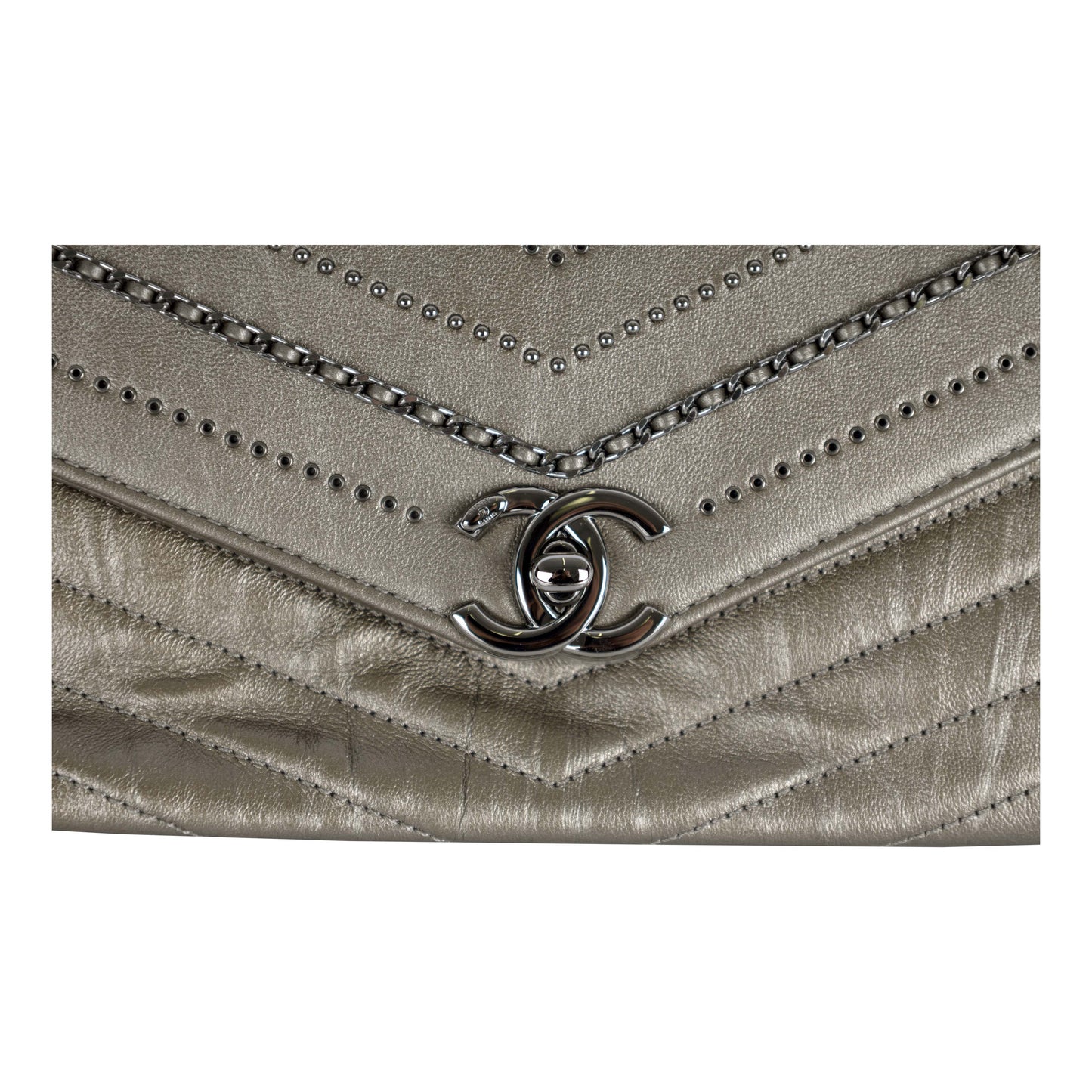 CHANEL Chanel Embelished 'Chain Sequins' Chevron Flap Bag
