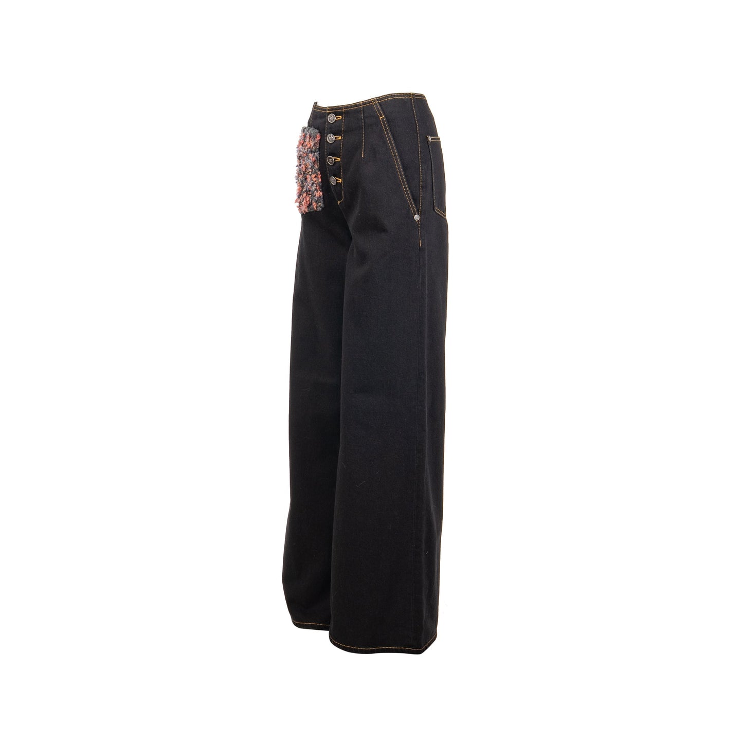 Chanel 22a size 38 Wide-Leg Denim Pants Black