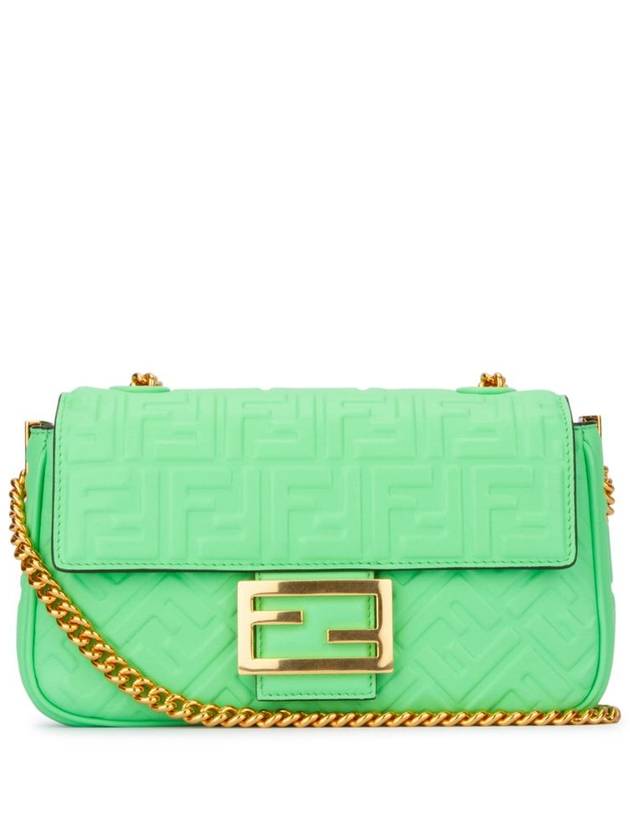 Luxury Fendi Baguette Medium Nappa Leather Chain Shoulder Bag Green