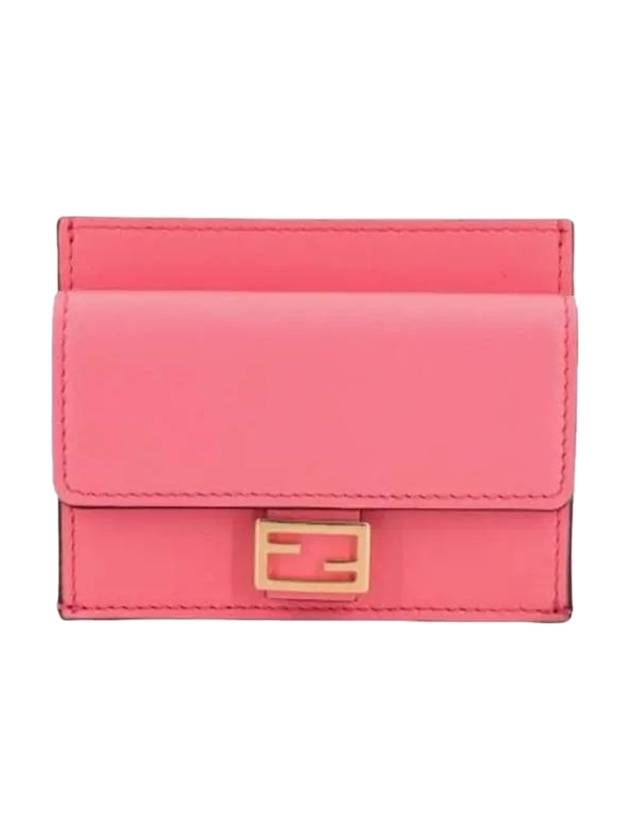 Luxury Fendi FF Baguette Flap Card Wallet Rosa