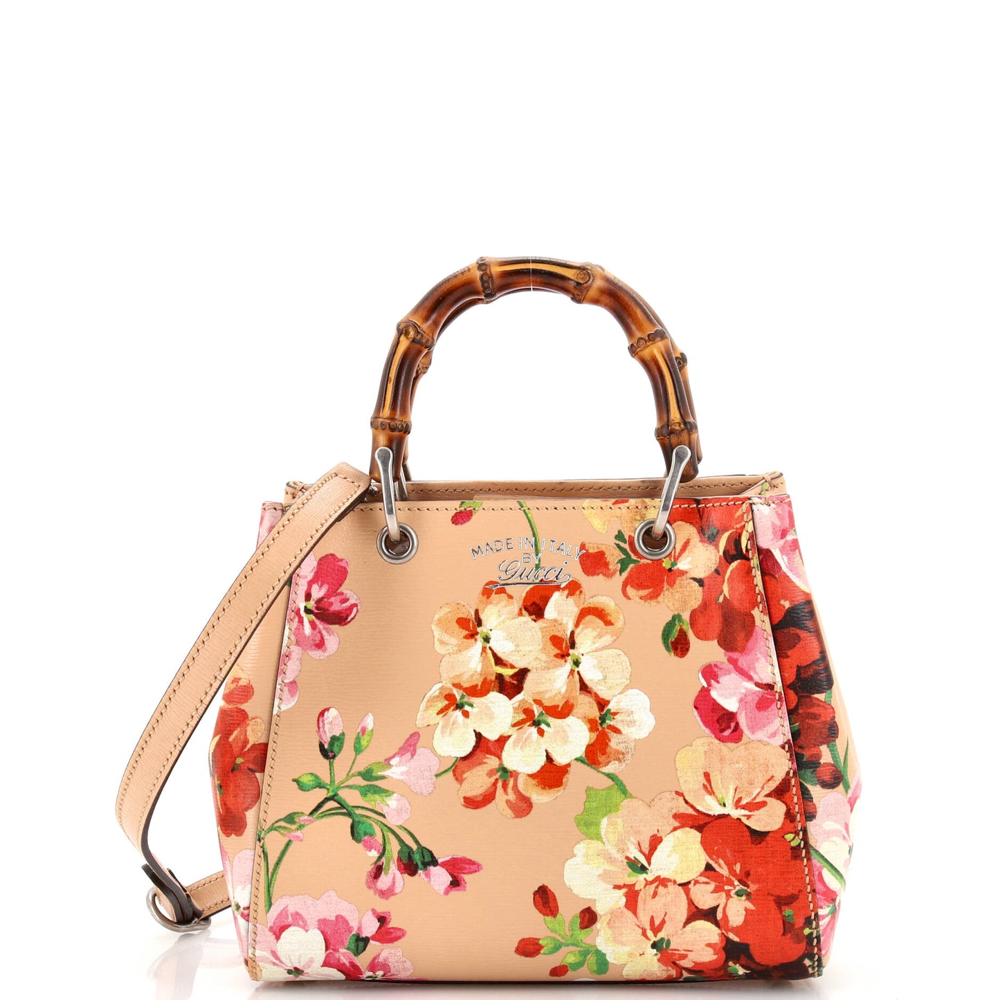 Luxury Gucci Trending 2025 Bamboo Shopper Tote Blooms Print Leather Mini