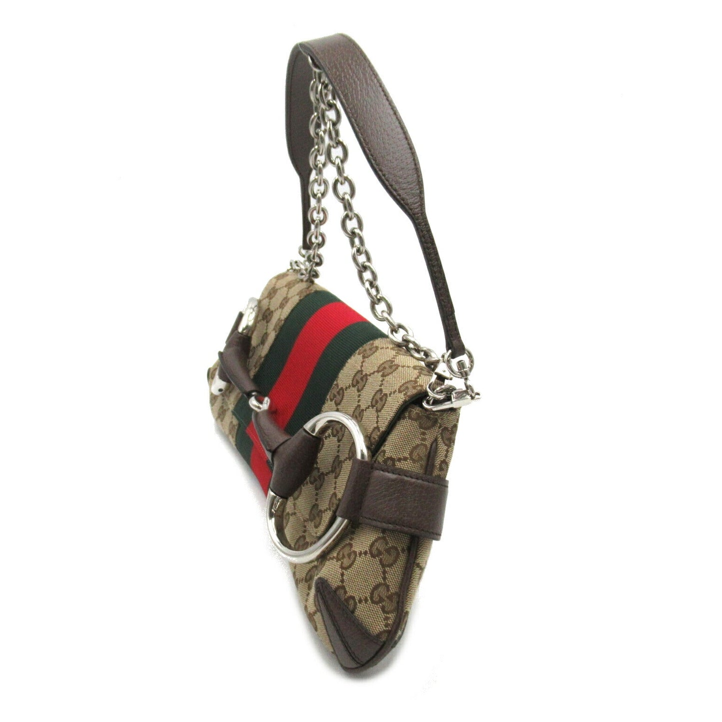 Luxury Gucci Trending 2025 Canvas Horsebit Chain Medium Shoulder Bag