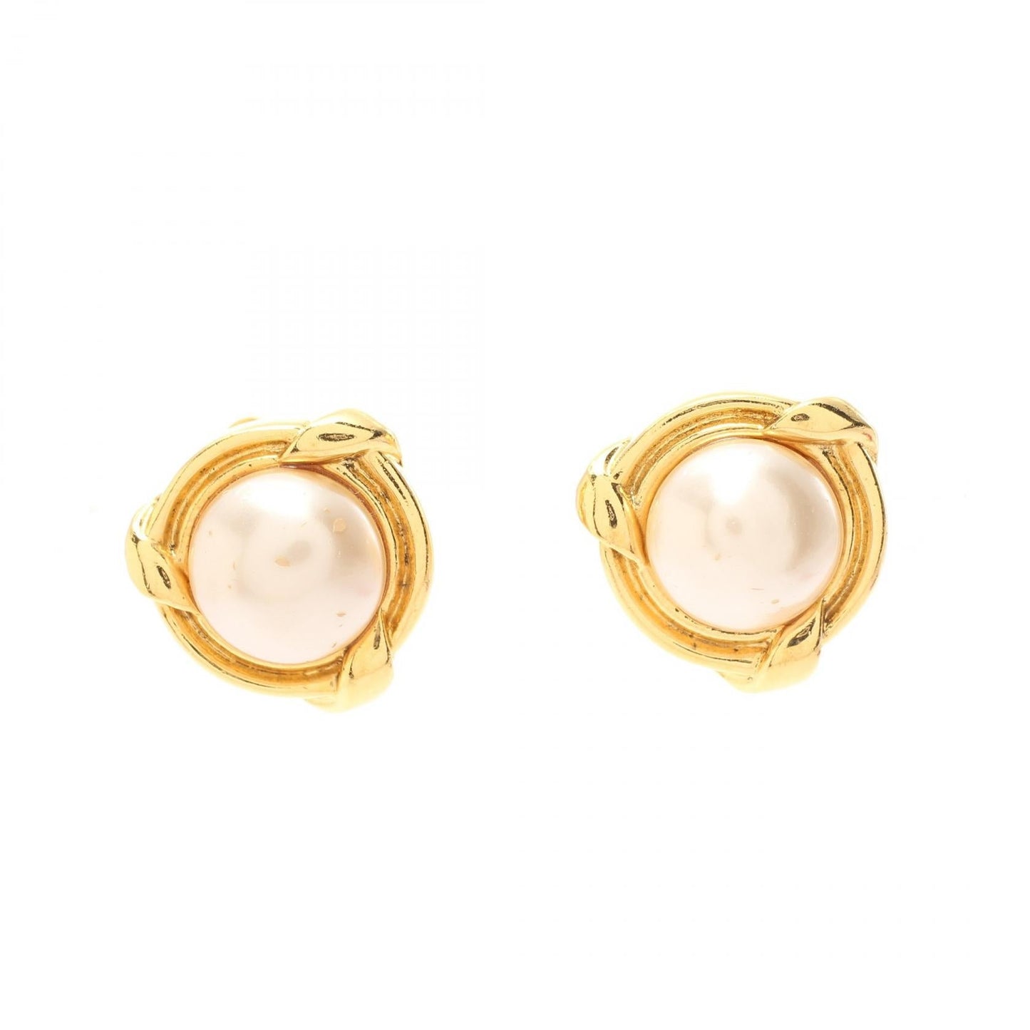 Chanel Gold Plated Faux Pearl Earrings