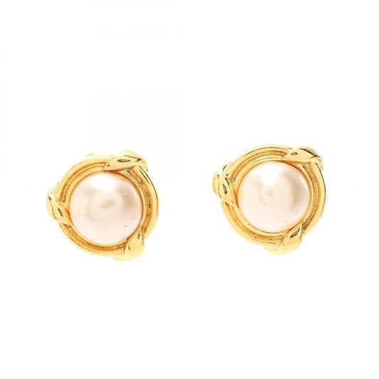 Chanel Gold Plated Faux Pearl Earrings