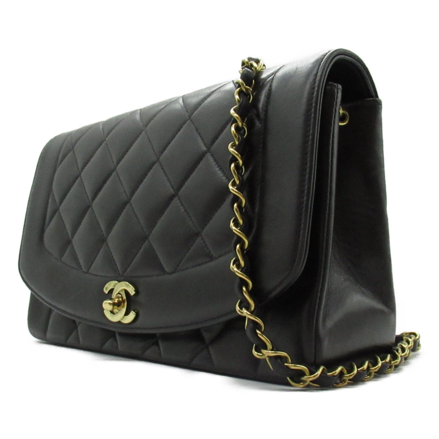 Chanel Diana Chain Shoulder Bag Lambskin Black