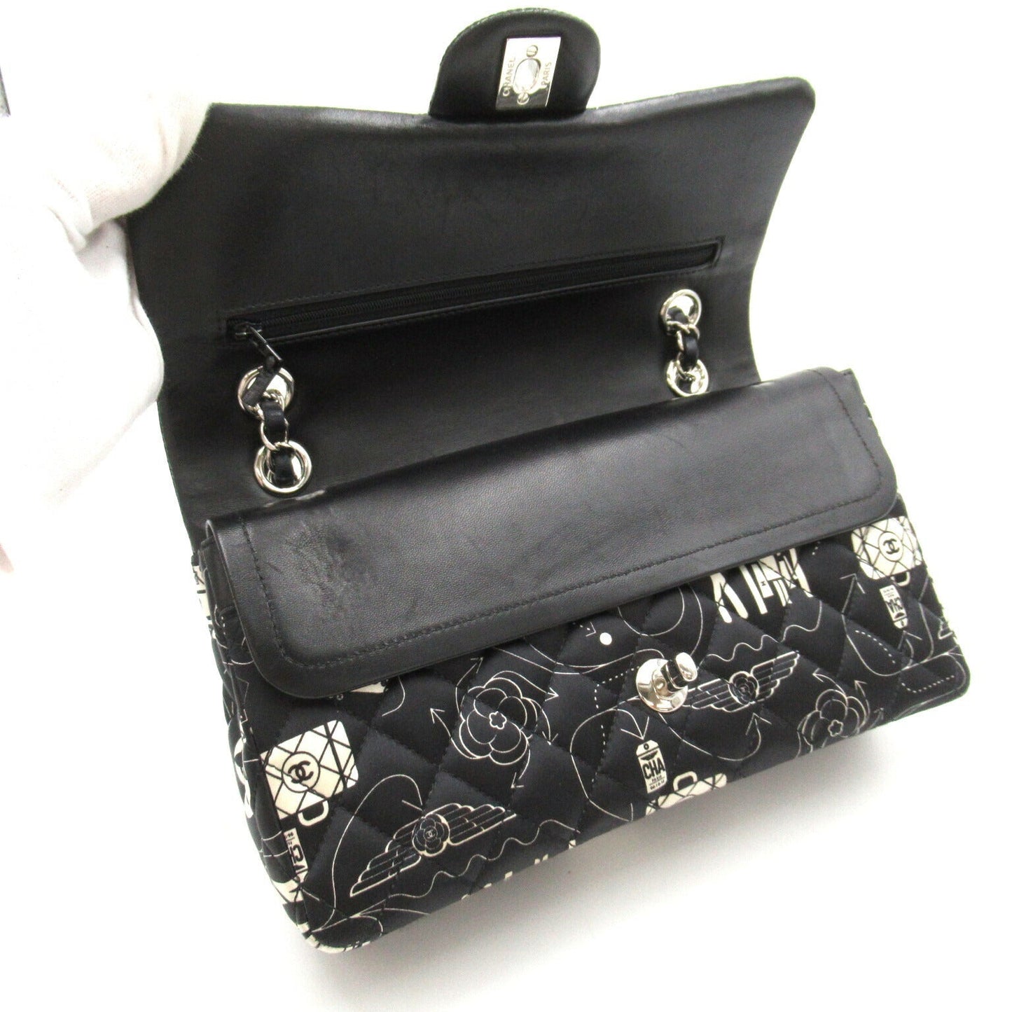 Chanel Satin Airline W Flap Chain Shoulder Bag
