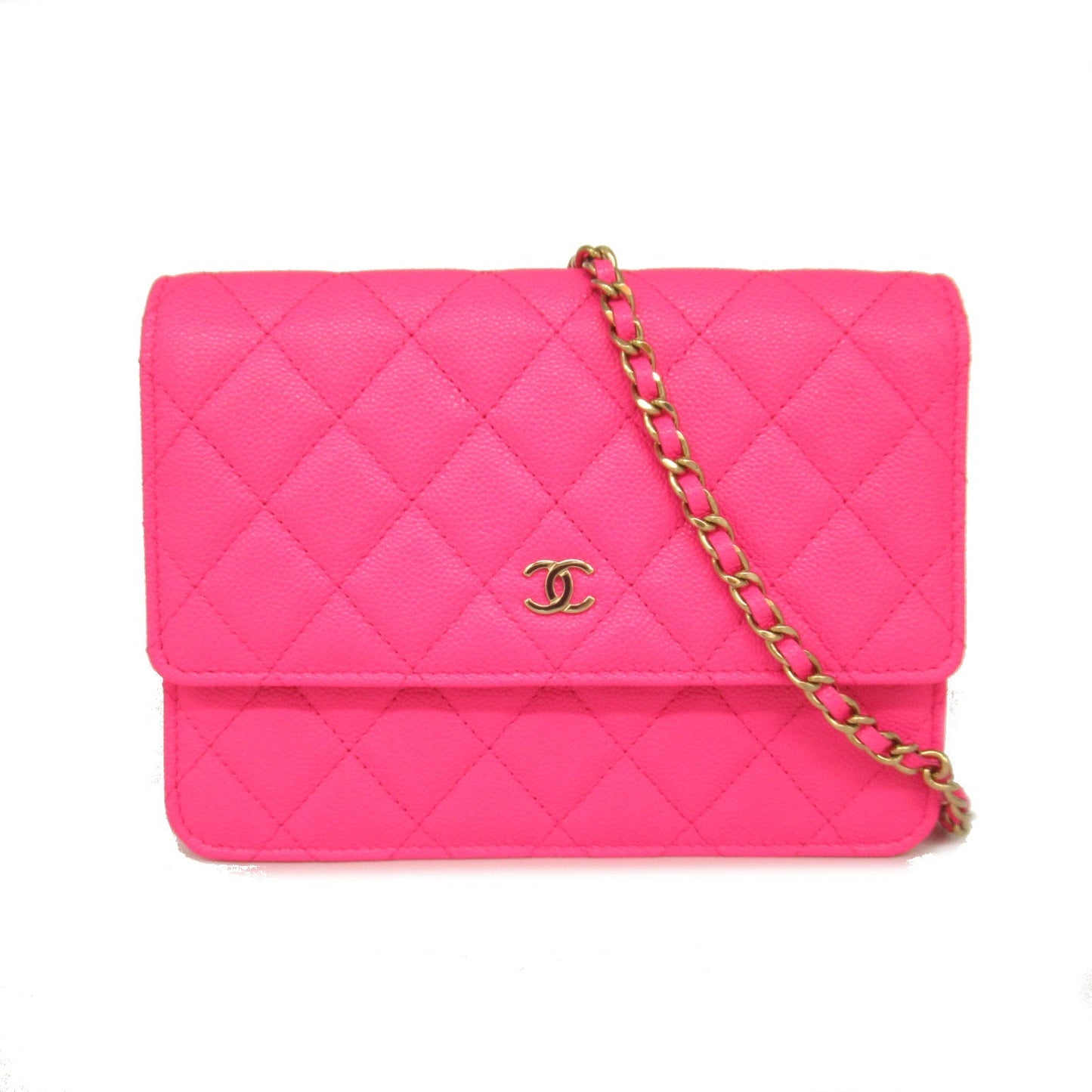 Chanel Matelasse Chain Wallet Shoulder Bag Pink