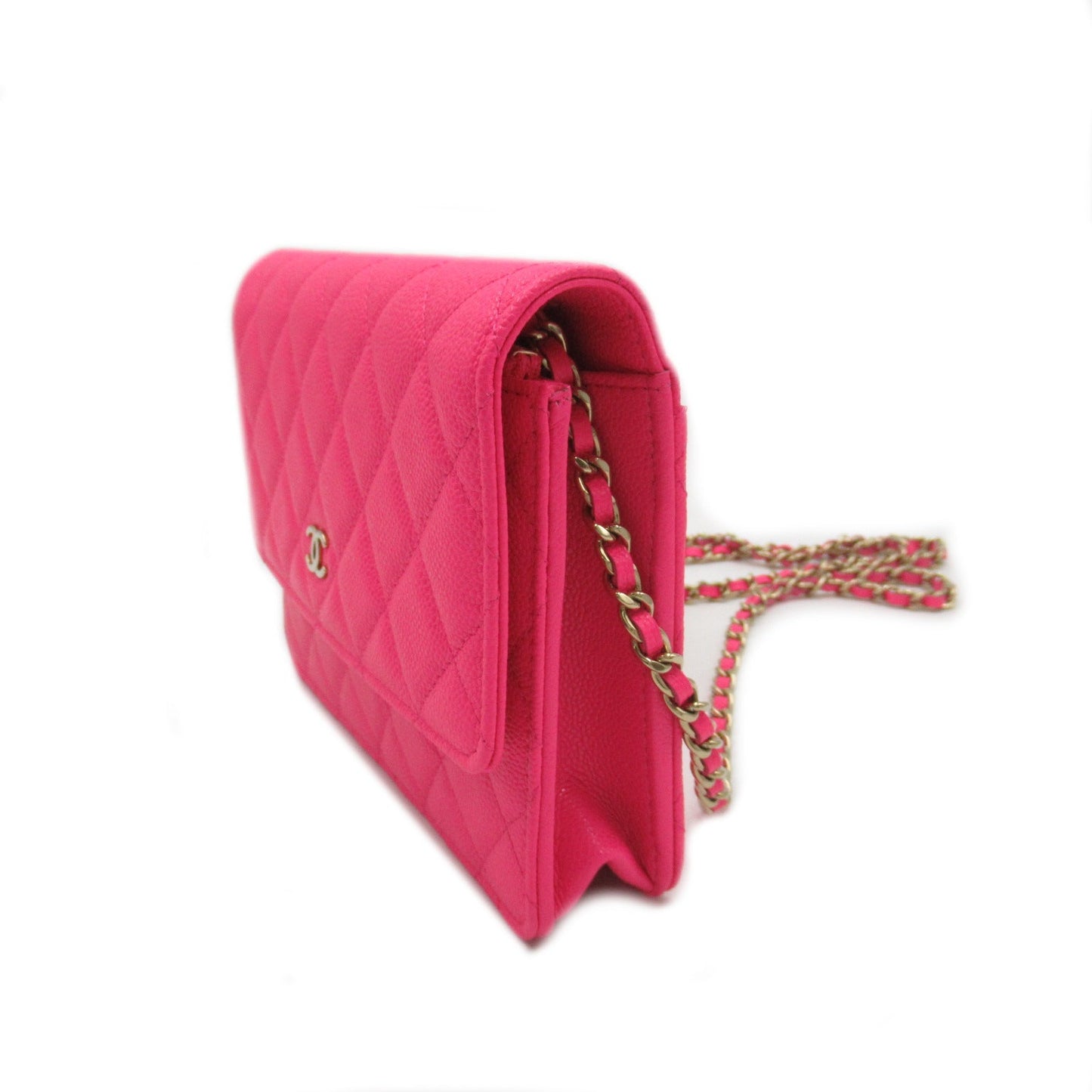 Chanel Matelasse Chain Wallet Shoulder Bag Pink