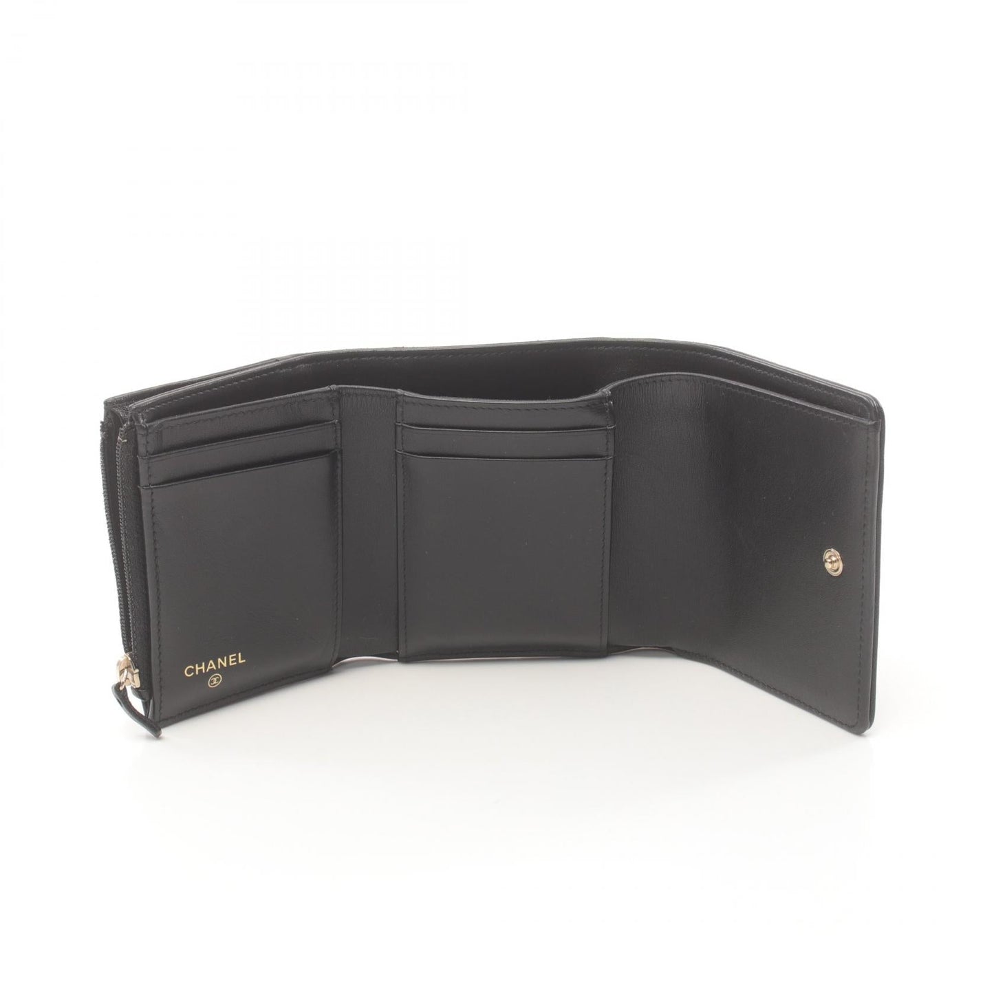 Chanel Leather Coco Mark Tri-Fold Wallet