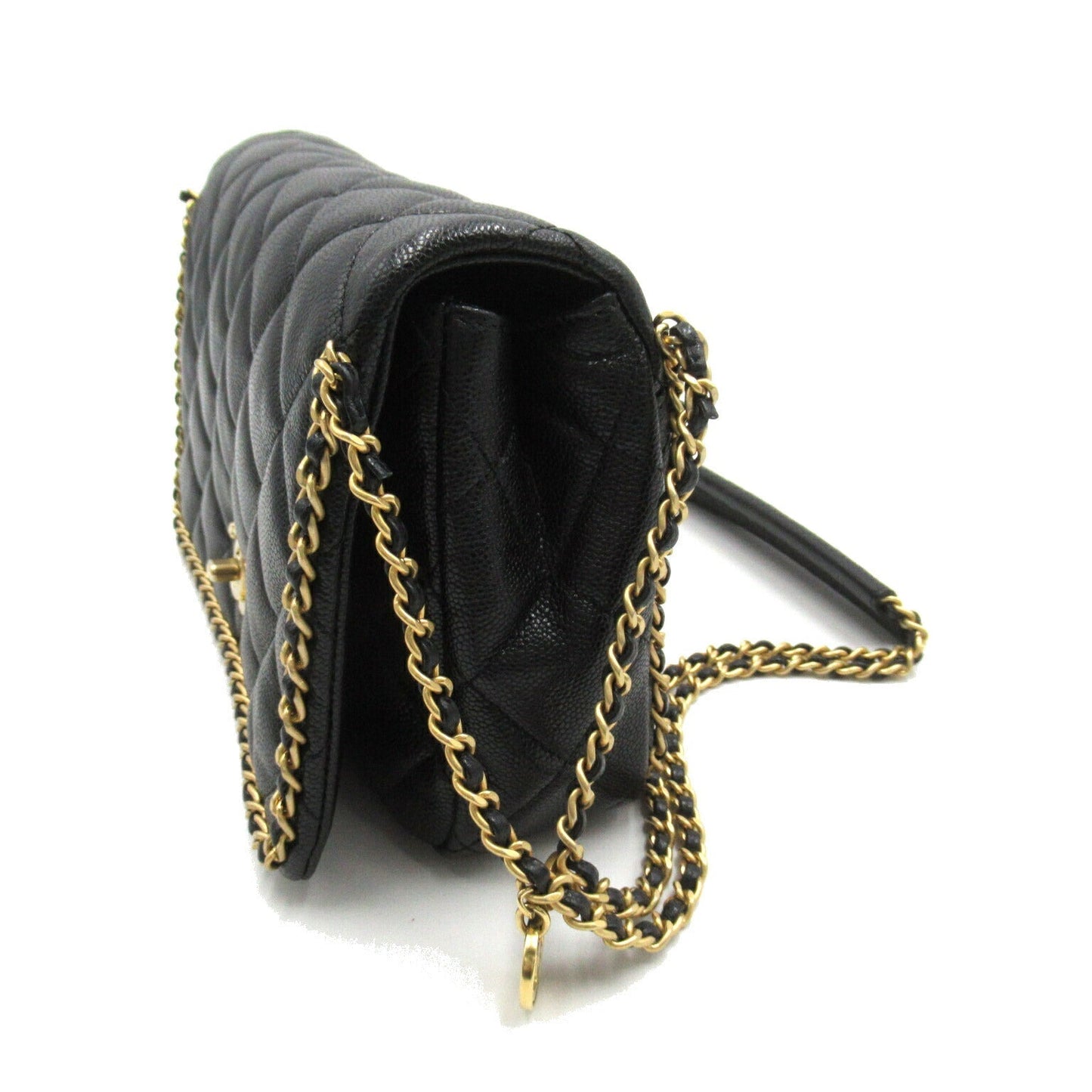 Chanel Caviar Skin Matelasse Chain Shoulder Bag Black