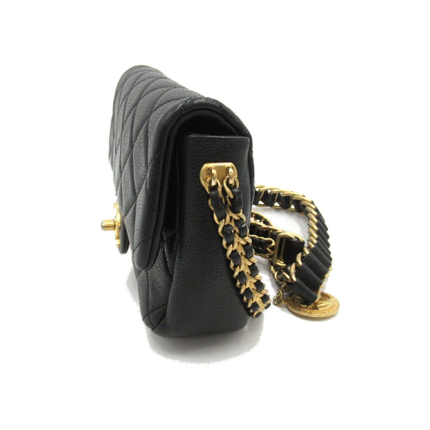 Chanel Mini Matelasse Leather Shoulder Bag Black