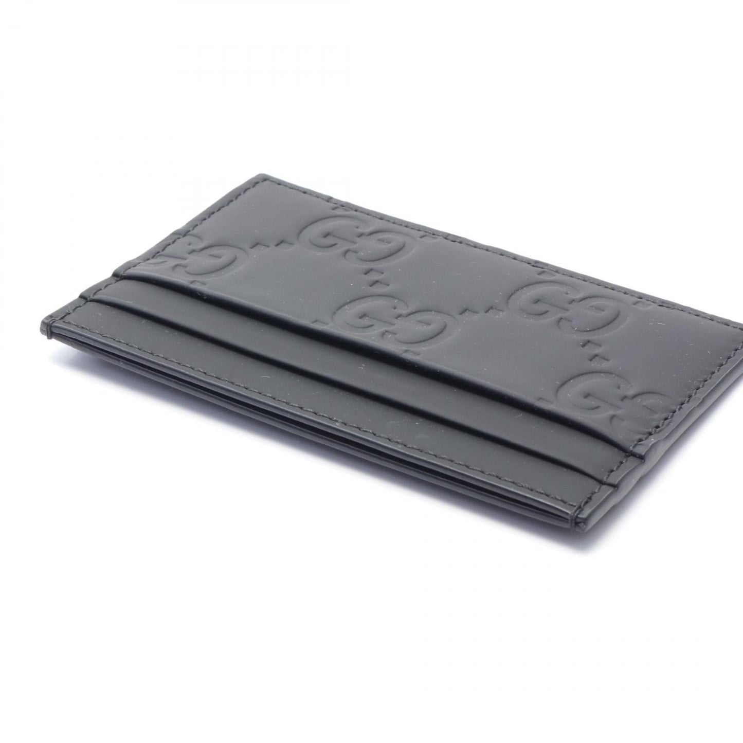 Luxury Gucci Trending 2025 GG Rubber Effect Card Case Black