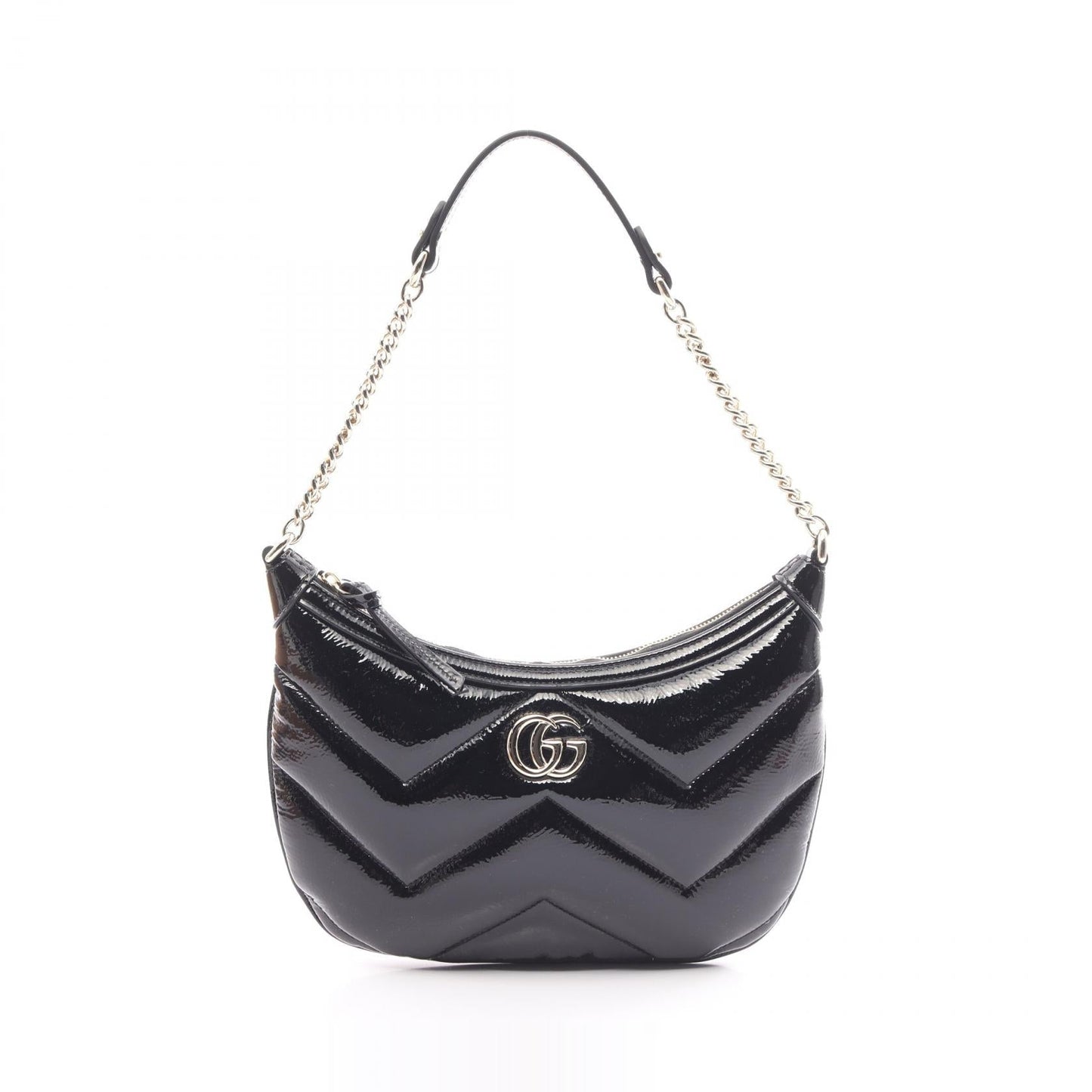 Luxury Gucci Trending 2025 GG Marmont Small Patent Leather Shoulder Bag