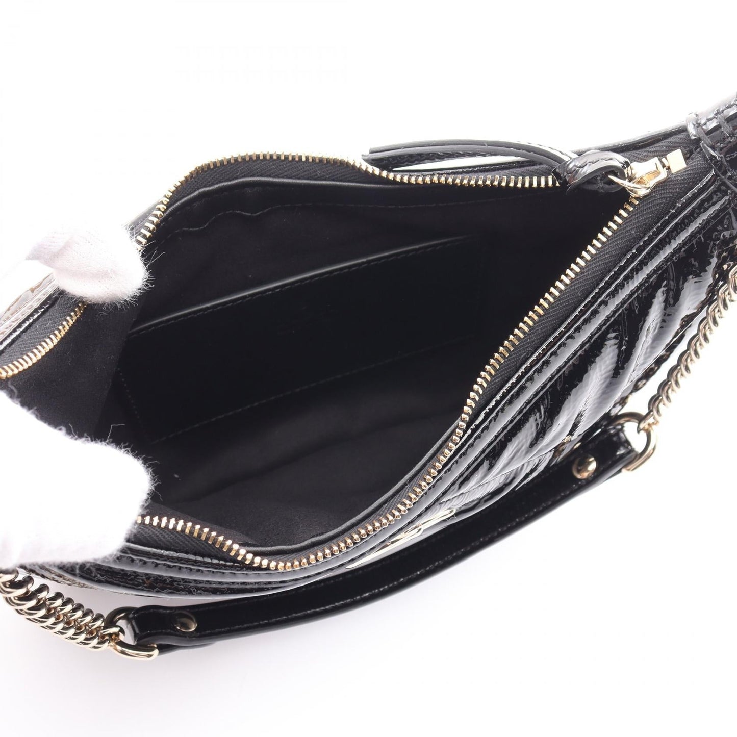 Luxury Gucci Trending 2025 GG Marmont Small Patent Leather Shoulder Bag
