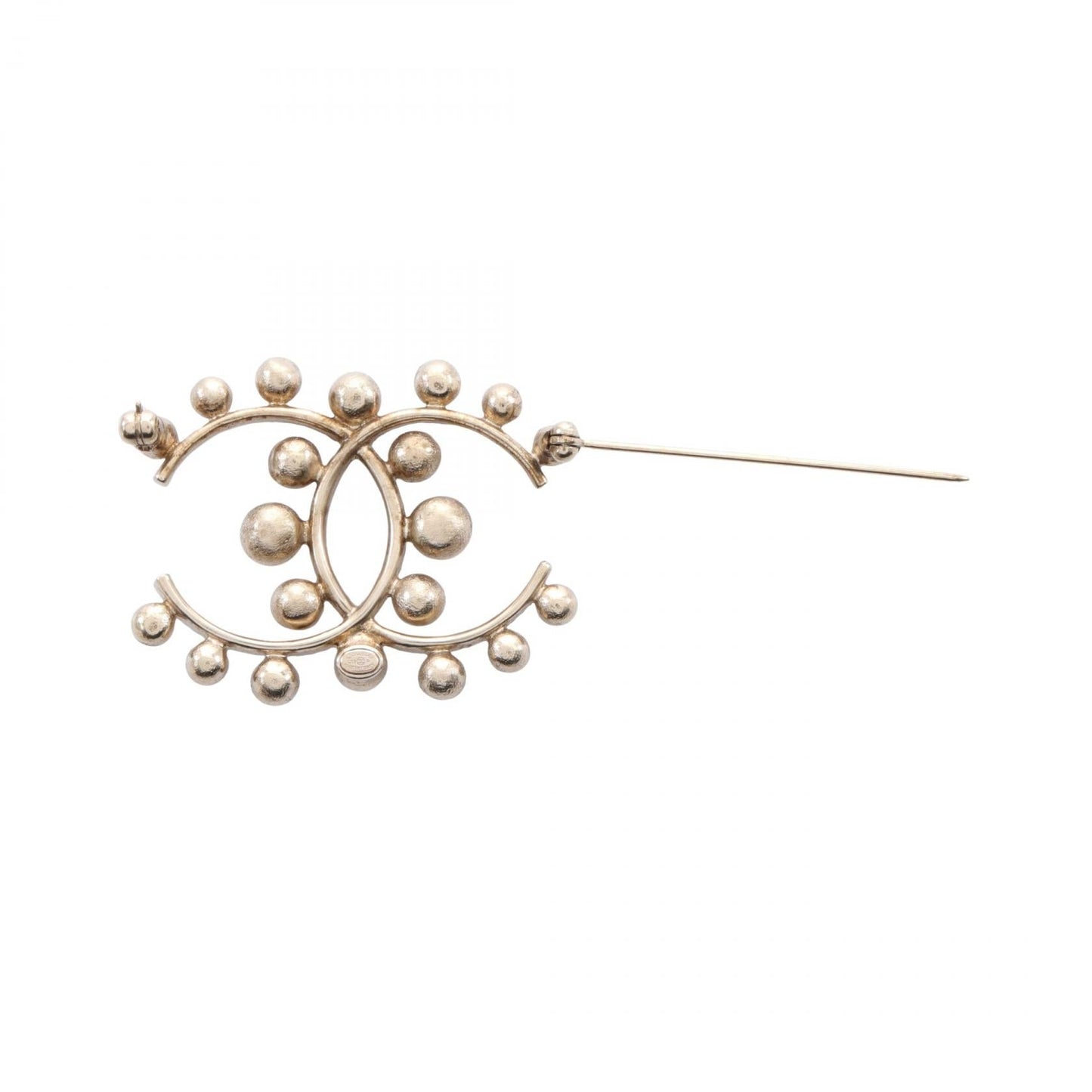 Chanel Coco Mark Brooch Gold Plated Faux Pearl Rhinestone