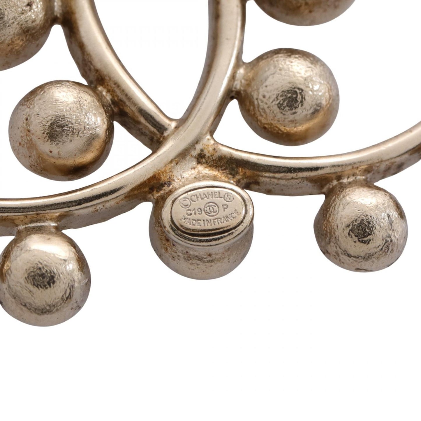 Chanel Coco Mark Brooch Gold Plated Faux Pearl Rhinestone