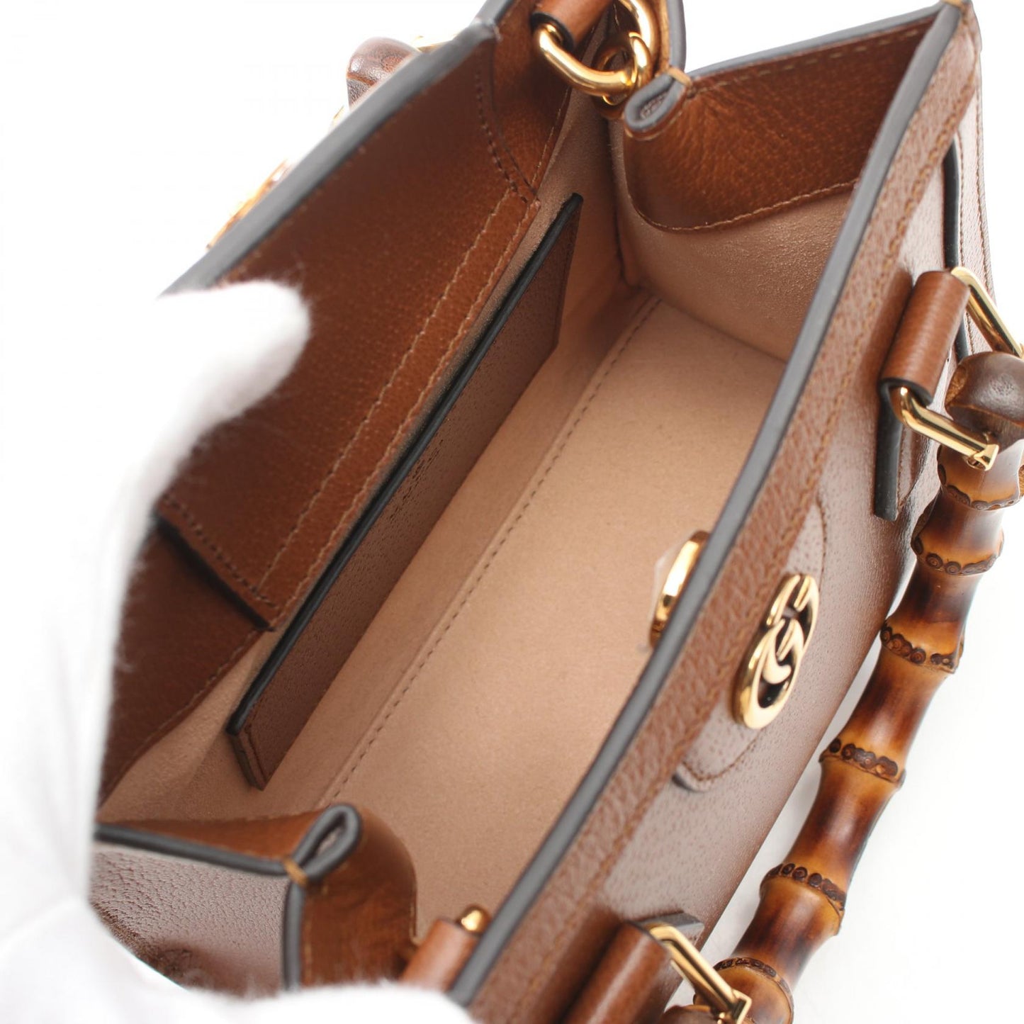 Luxury Gucci Trending 2025 Diana Mini Bamboo Leather Tote Bag