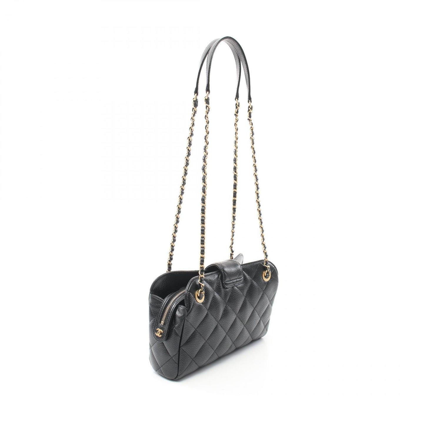 Chanel Leather Bowling Shoulder Bag Black AS5005