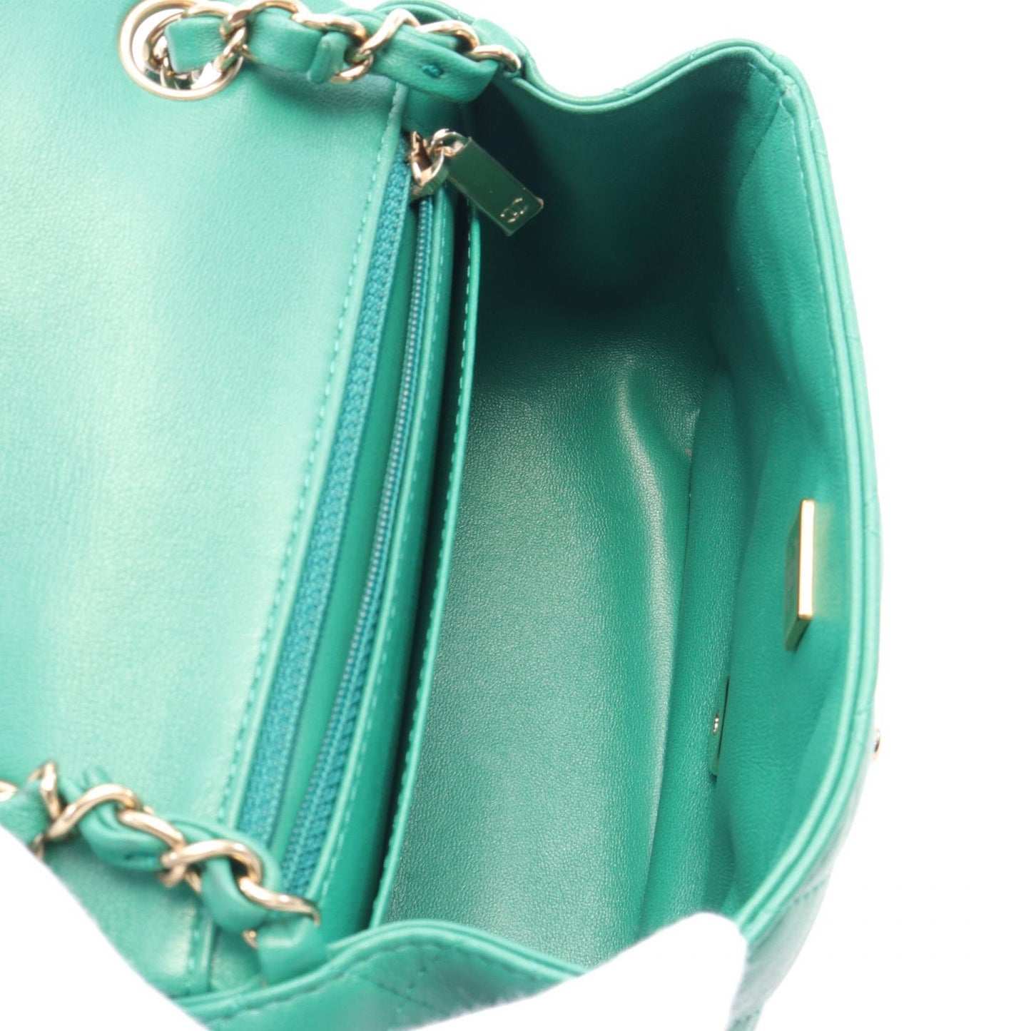 Chanel Mini Matelasse Leather Shoulder Bag Green