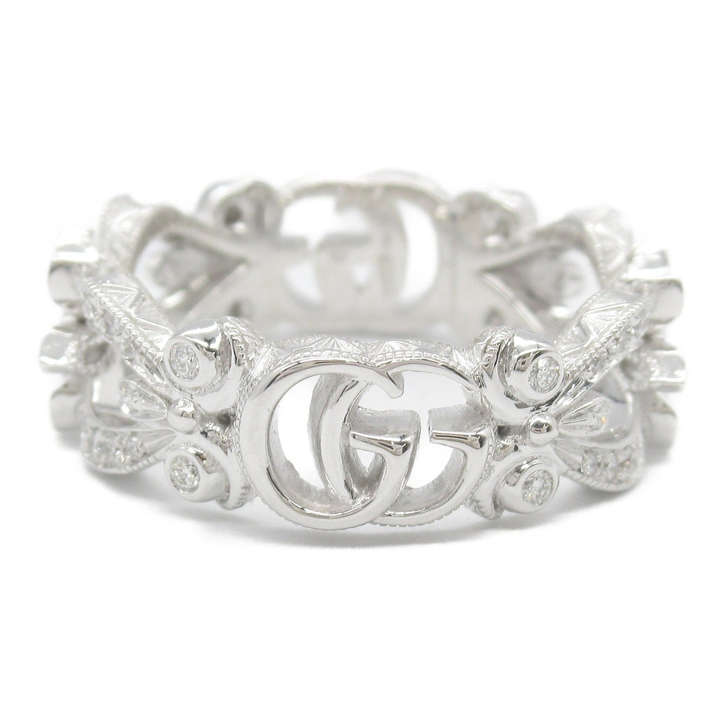 Luxury Gucci Trending 2025 Diamond Flora Flower Motif Ring K18WG