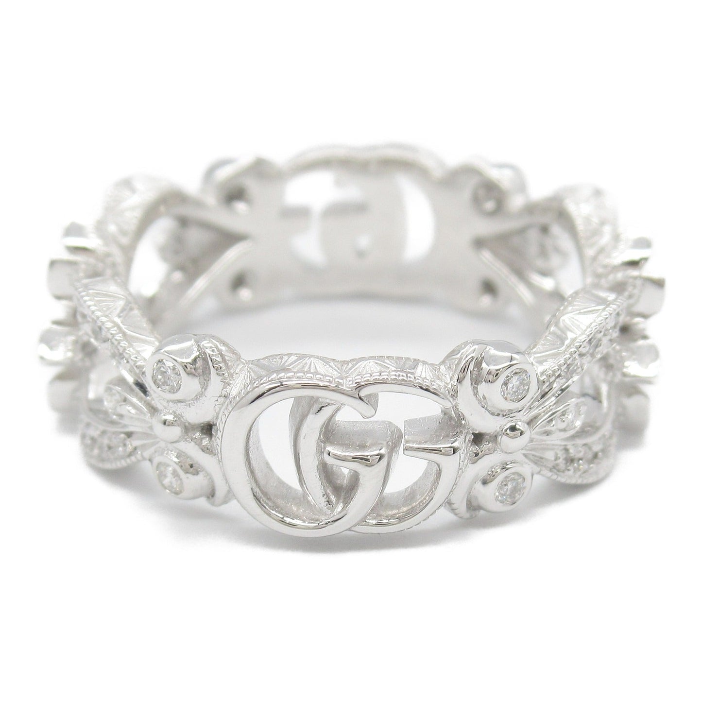 Luxury Gucci Trending 2025 Diamond Flora Flower Motif Ring K18WG