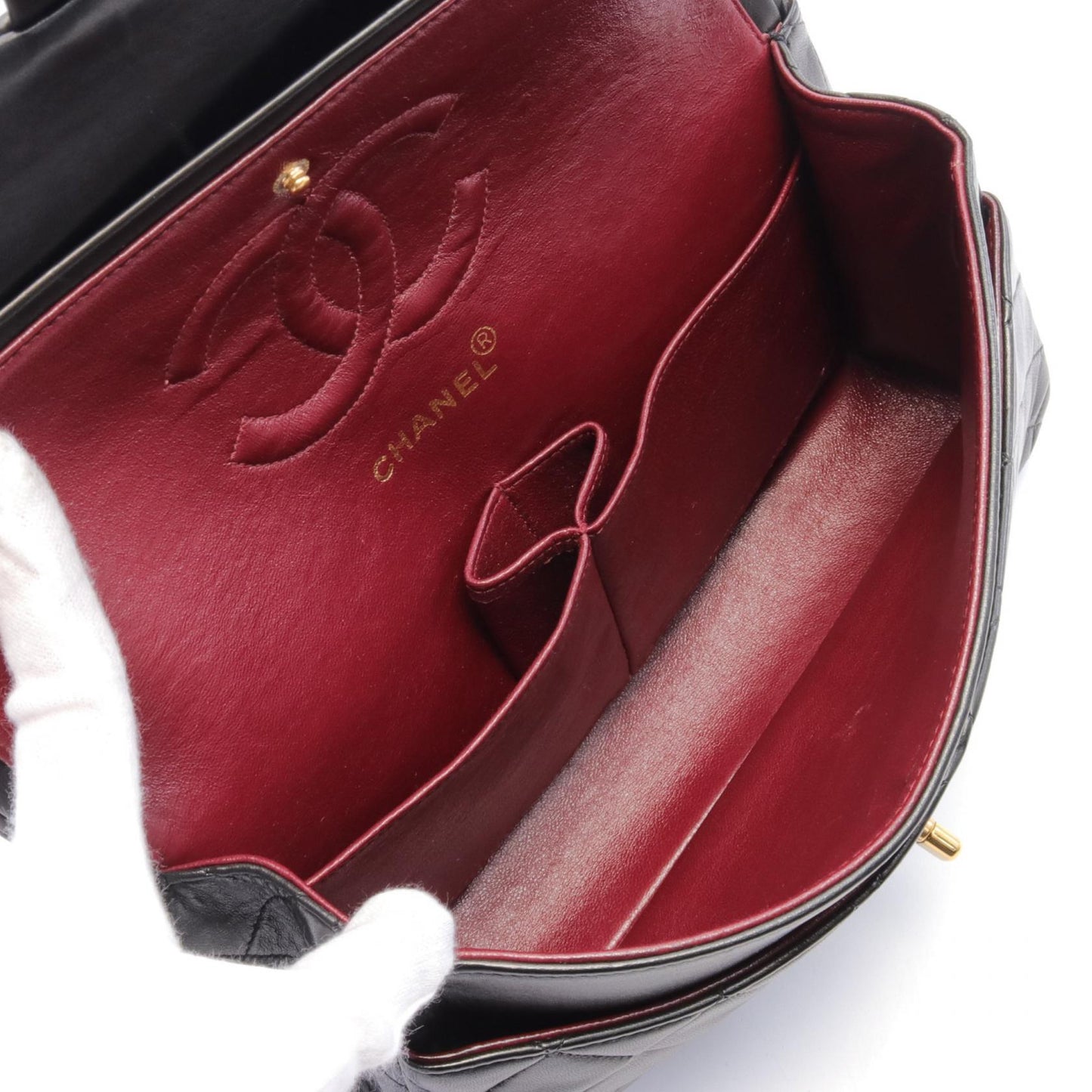 Chanel Lambskin Matelasse W Flap Shoulder Bag A01112