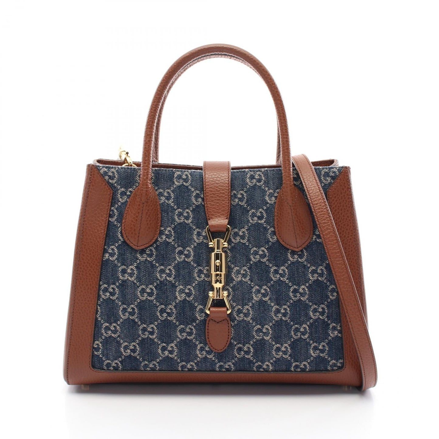 Luxury Gucci Trending 2025 Jackie 1961 GG Denim Leather Handbag