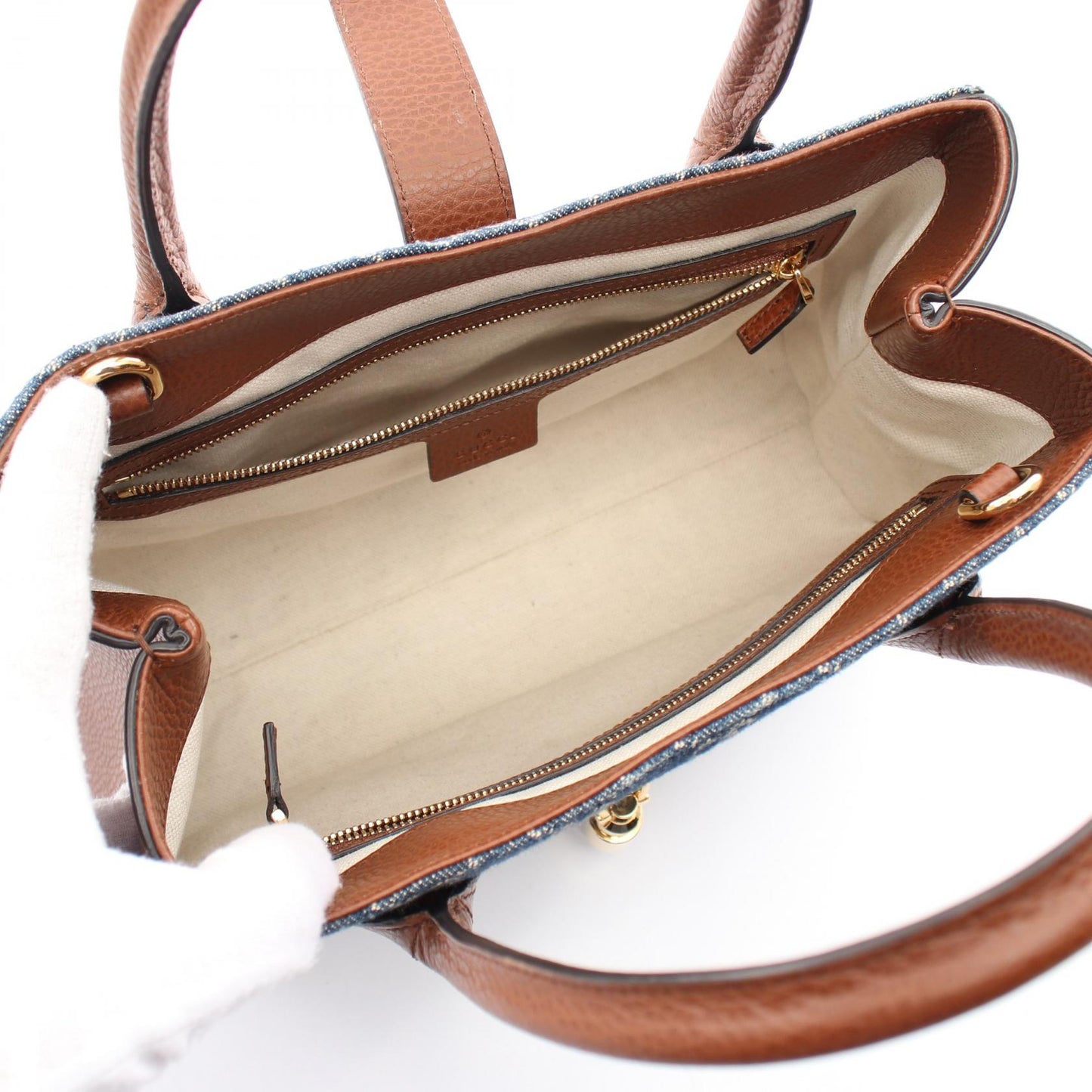 Luxury Gucci Trending 2025 Jackie 1961 GG Denim Leather Handbag
