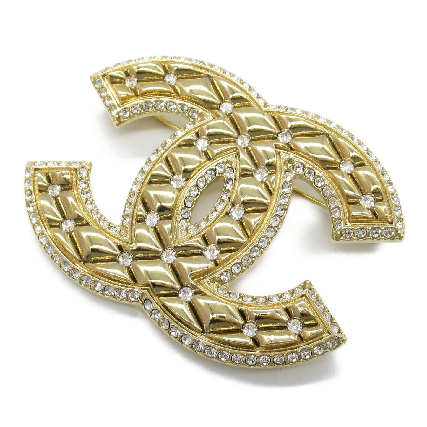 Chanel Coco Mark Brooch Gold Plated Stone