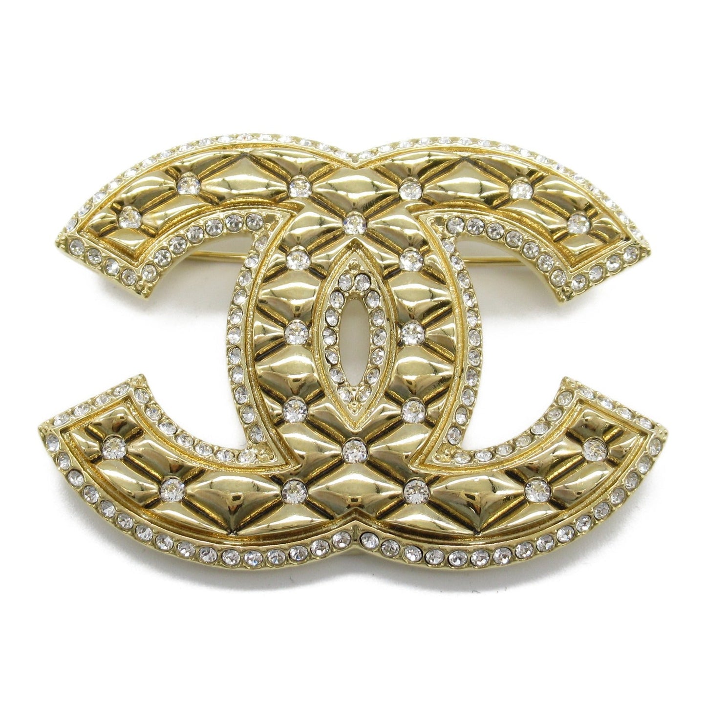 Chanel Coco Mark Brooch Gold Plated Stone