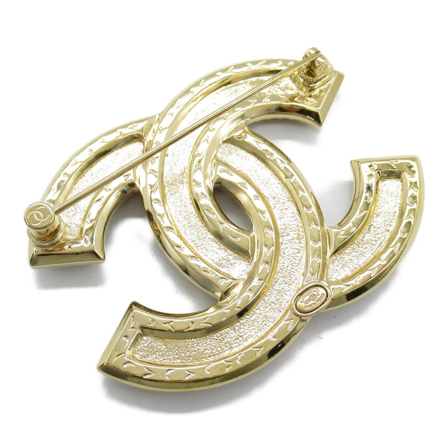 Chanel Coco Mark Brooch Gold Plated Stone