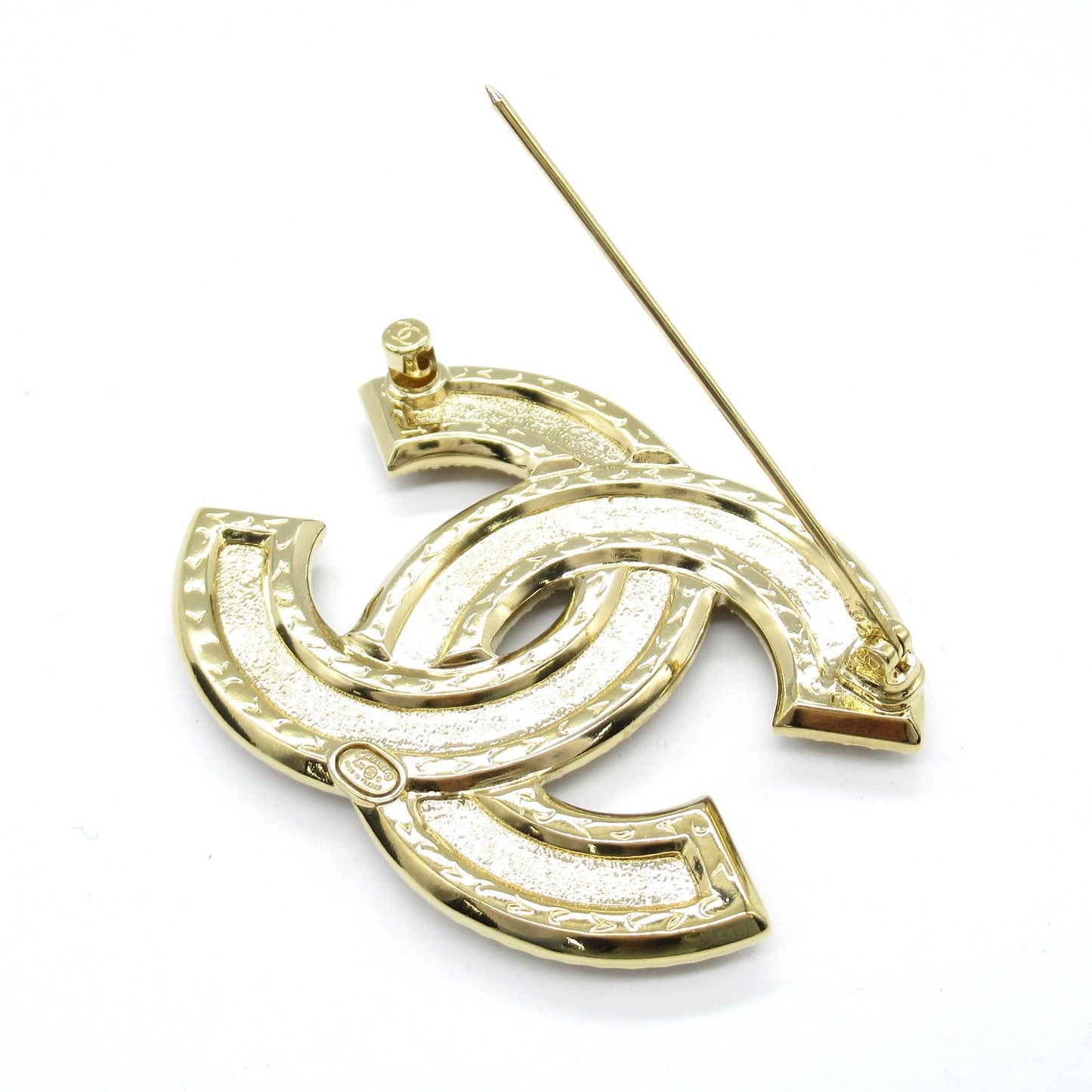 Chanel Coco Mark Brooch Gold Plated Stone