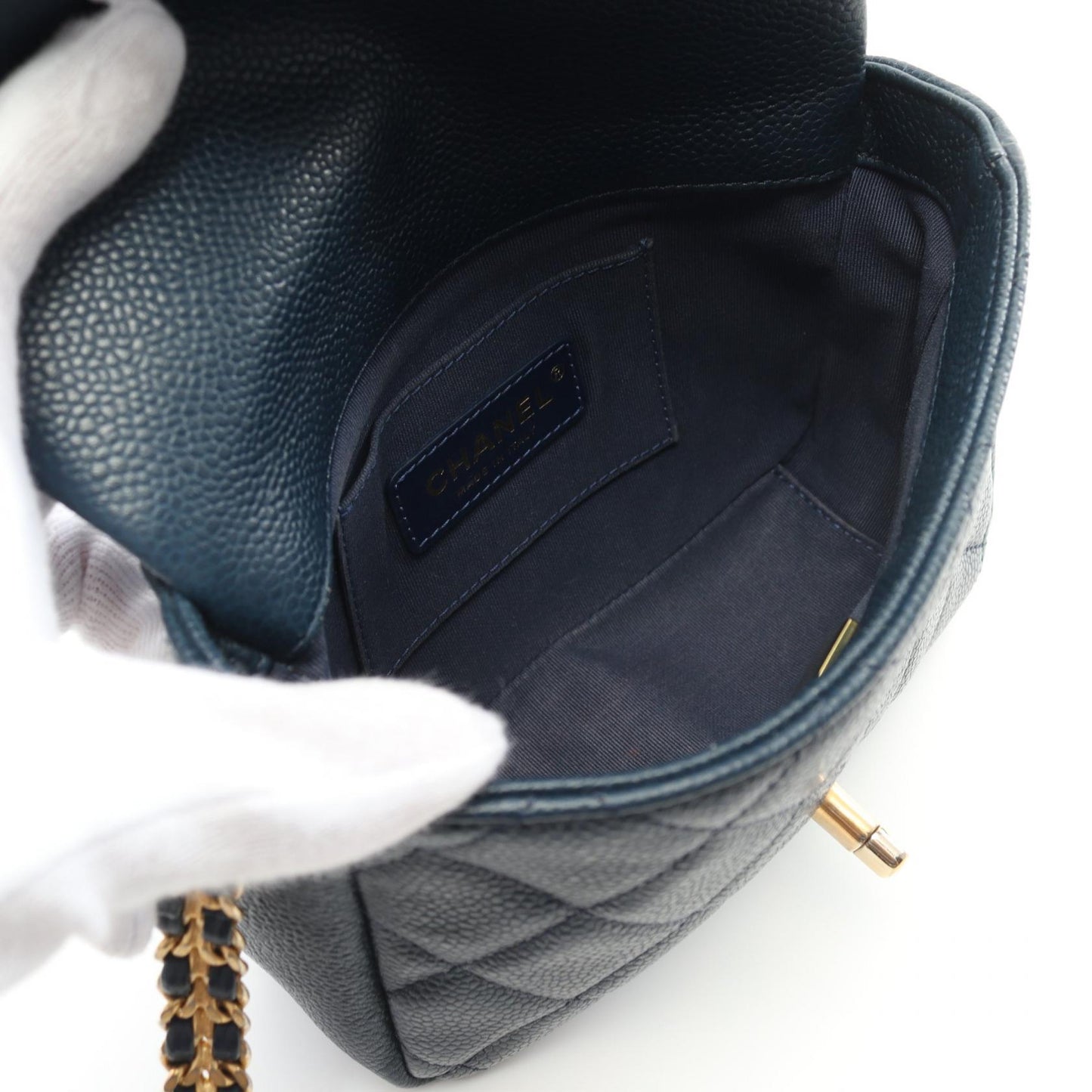 Chanel Matelasse Leather Shoulder Bag Navy