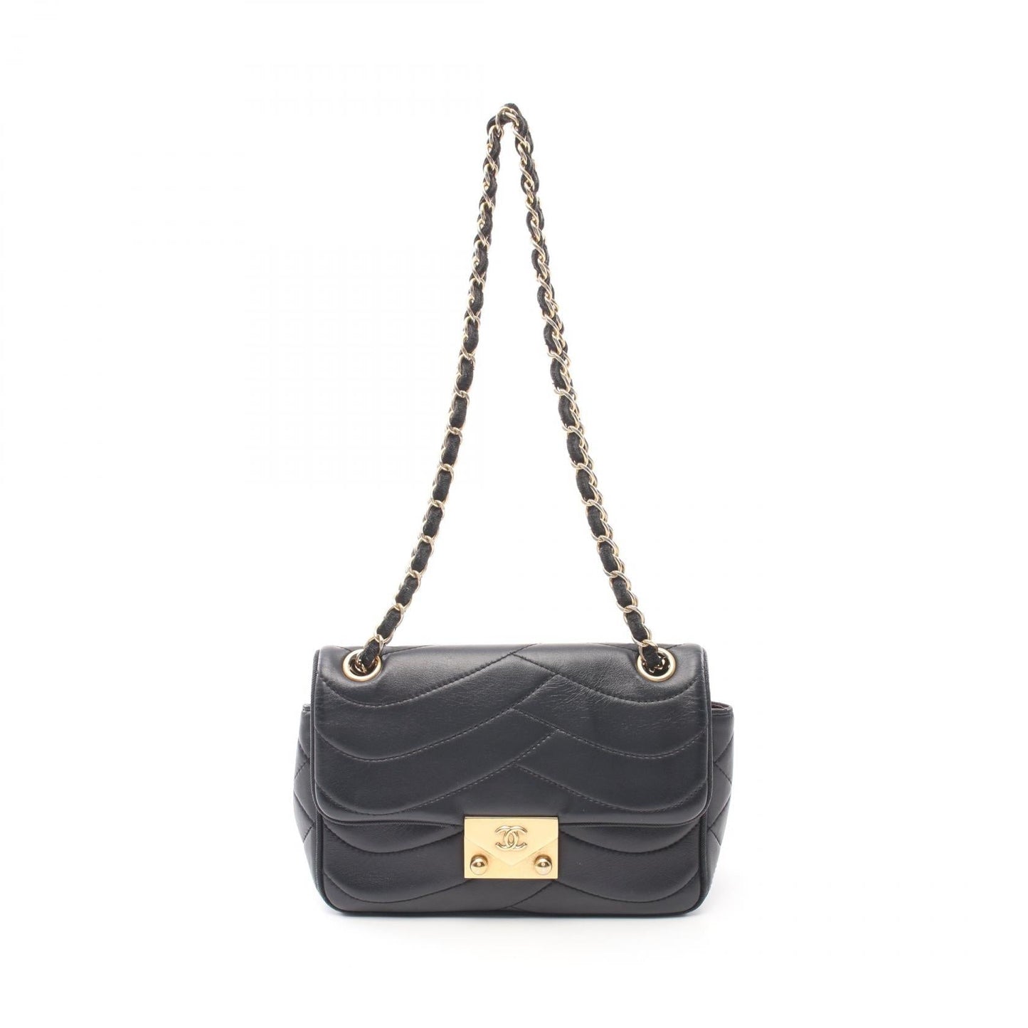 Chanel Lambskin Shoulder Bag Navy