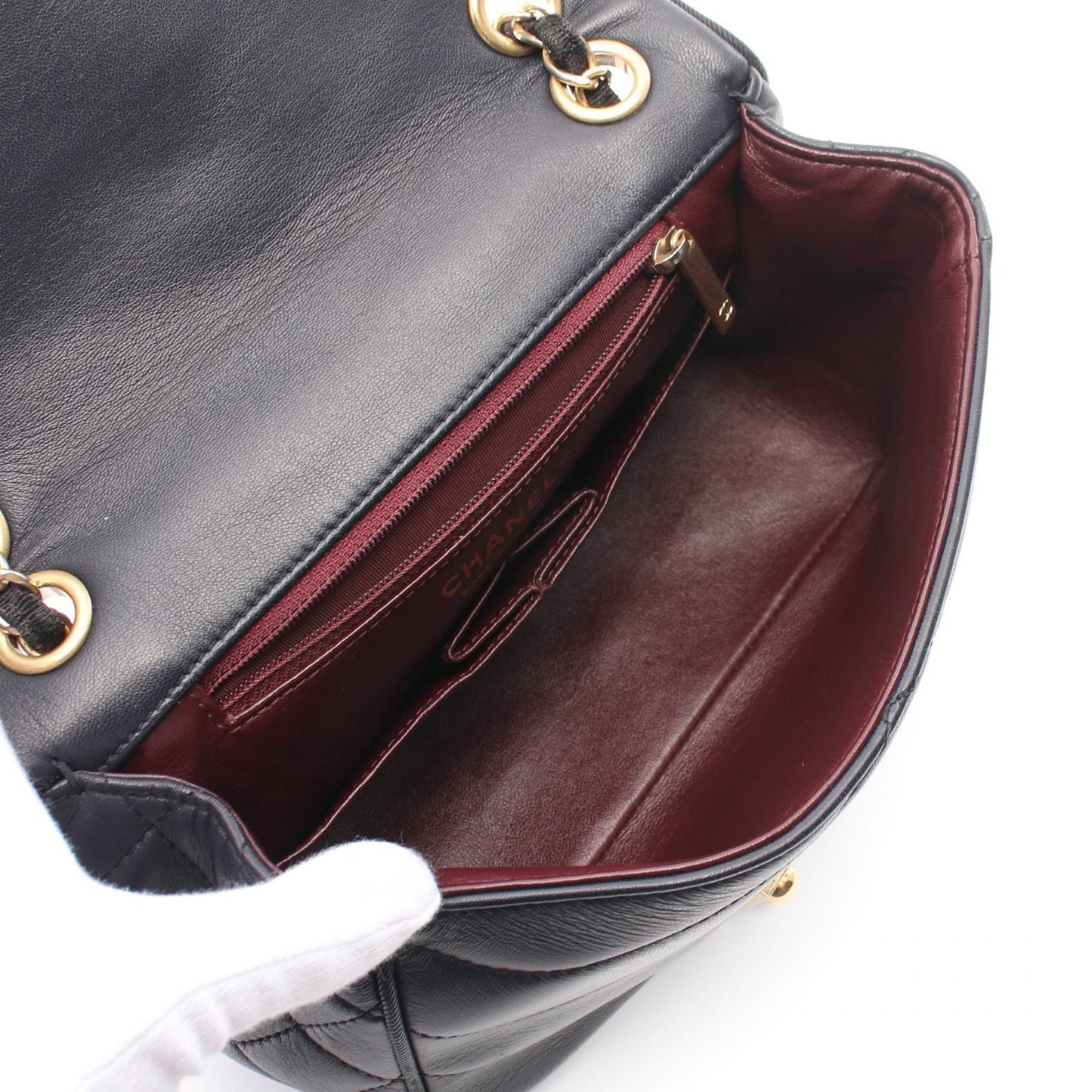 Chanel Lambskin Shoulder Bag Navy