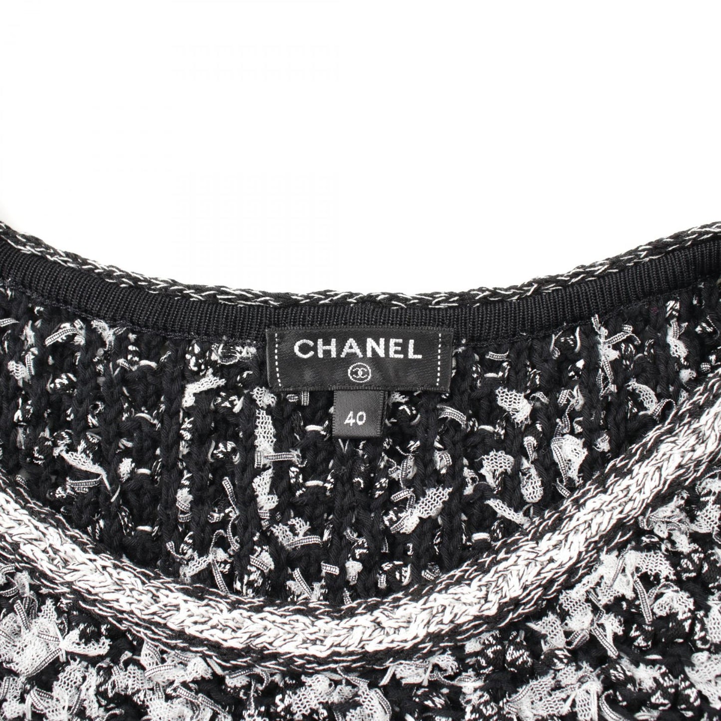 Chanel Cotton Nylon Silk Dress Black/White