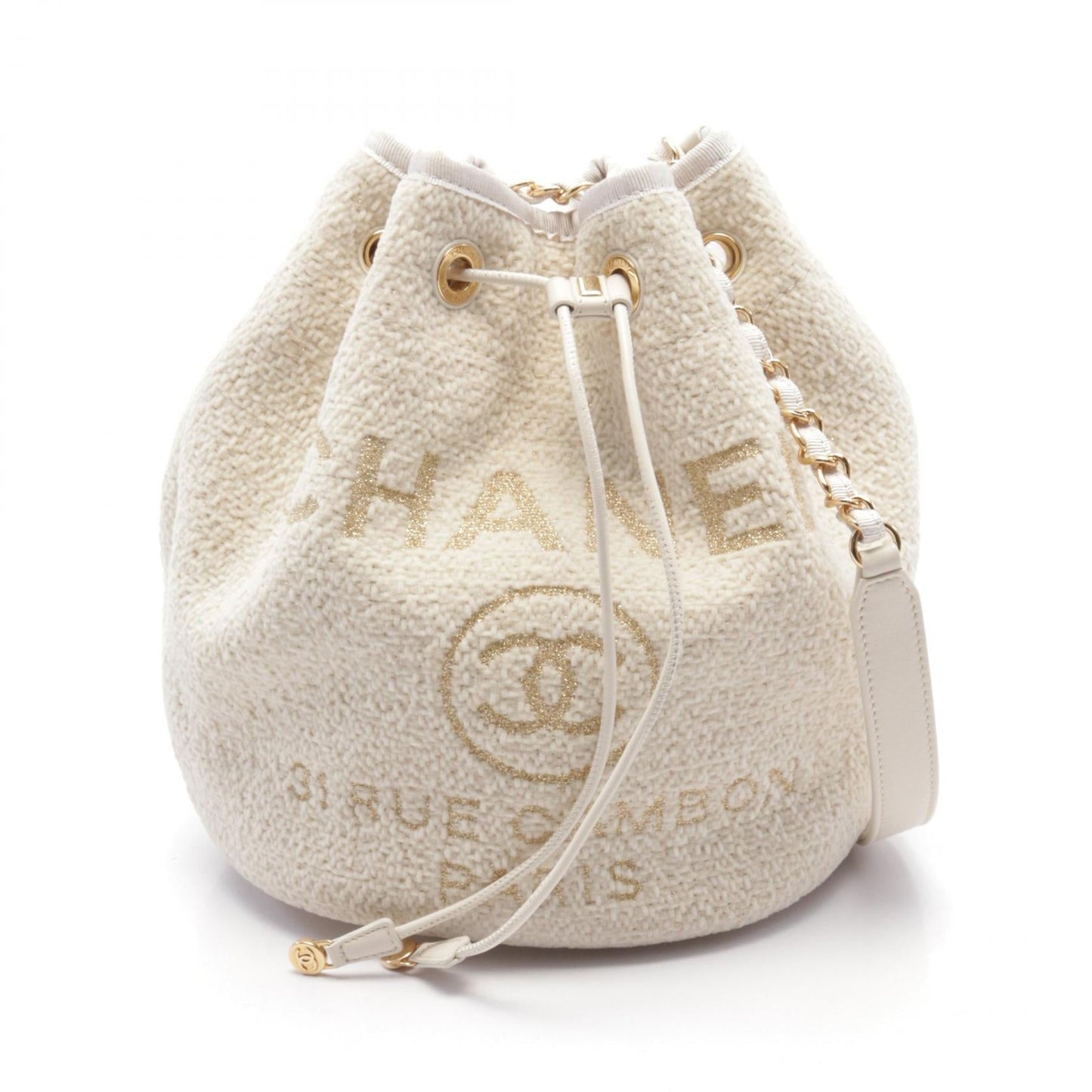 Chanel Deauville Bucket Shoulder Bag Ivory