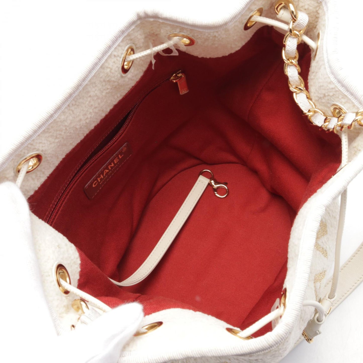 Chanel Deauville Bucket Shoulder Bag Ivory