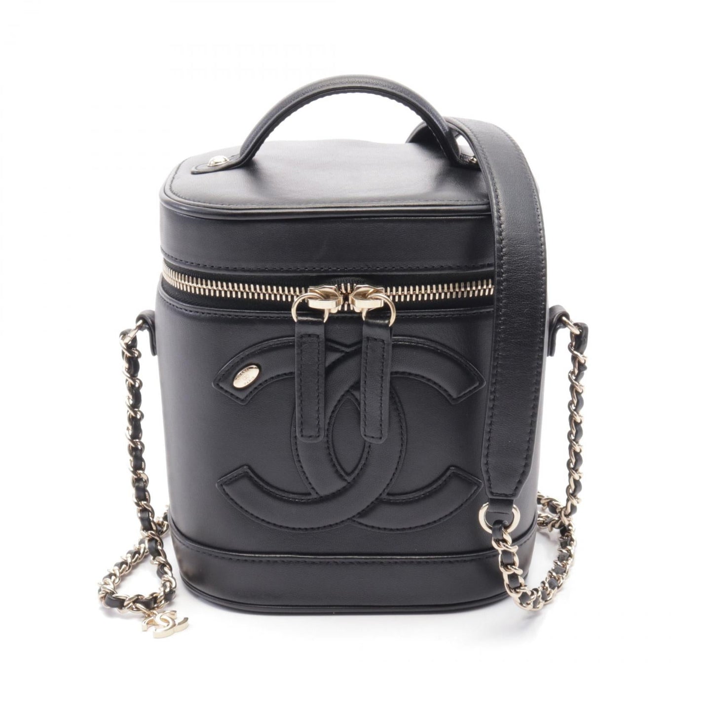 Chanel Lambskin Coco Mark Handbag Black AS0323
