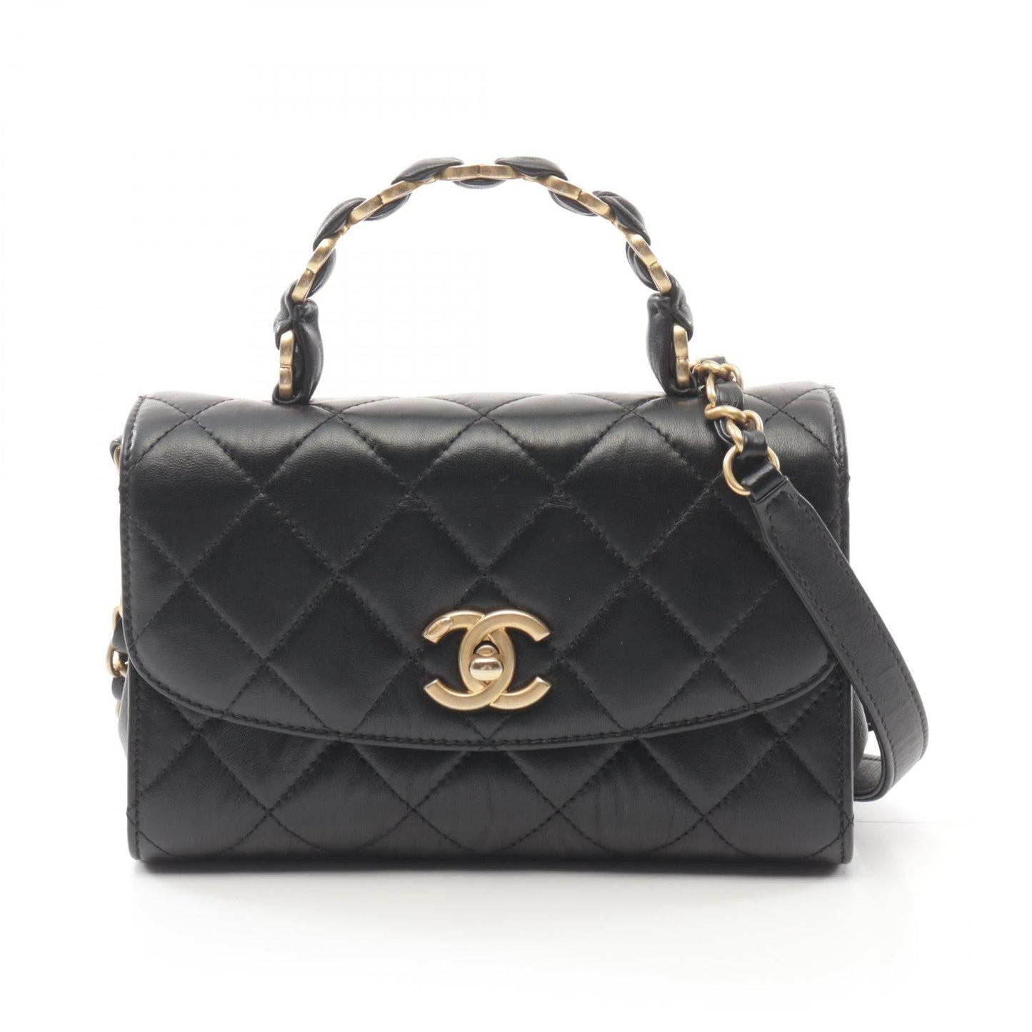 Chanel Matelasse Top Handle Shoulder Bag Black