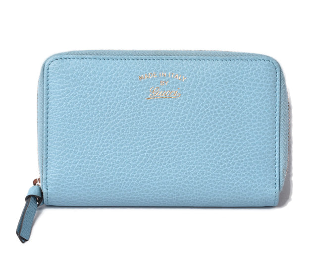 Luxury Gucci Trending 2025 Leather Folding Wallet Swing Light Blue