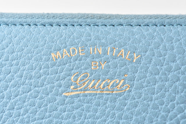 Luxury Gucci Trending 2025 Leather Folding Wallet Swing Light Blue