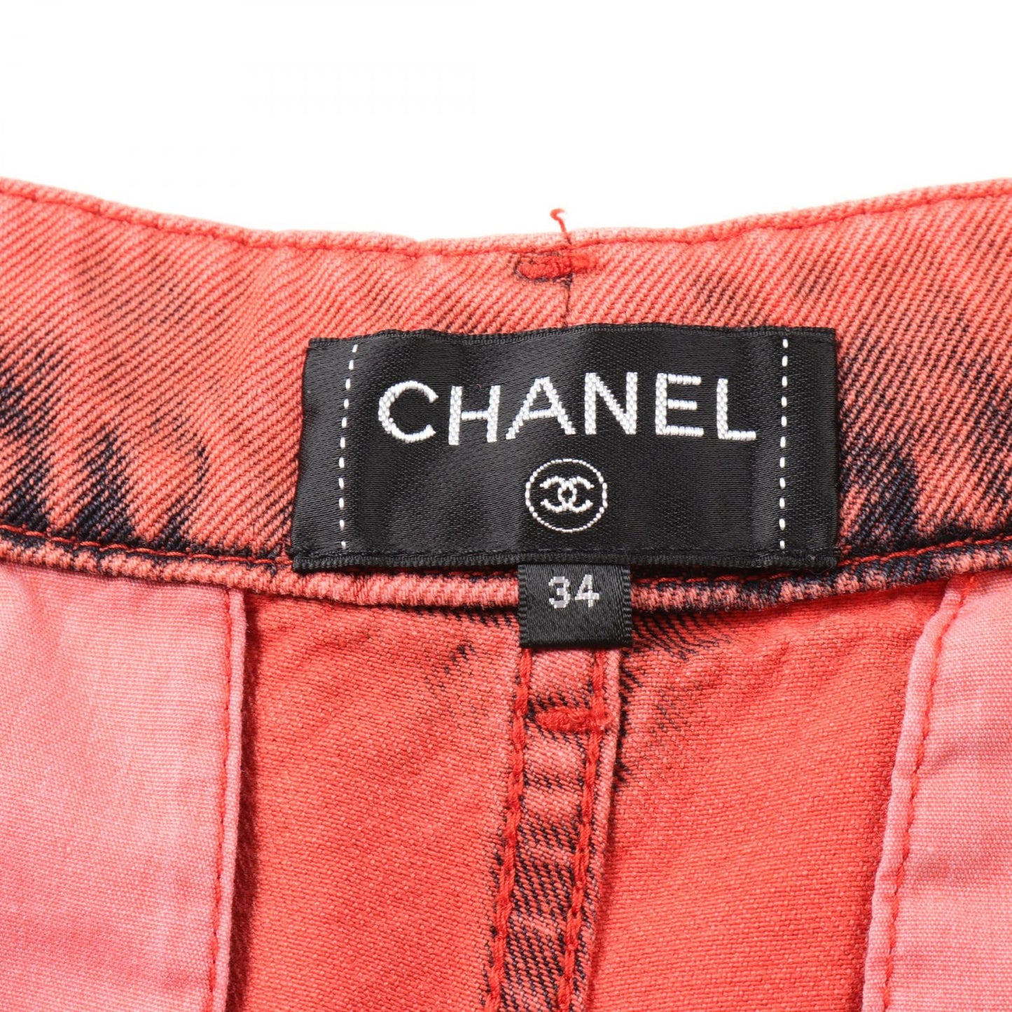Chanel Denim Pants Cotton Red/Black