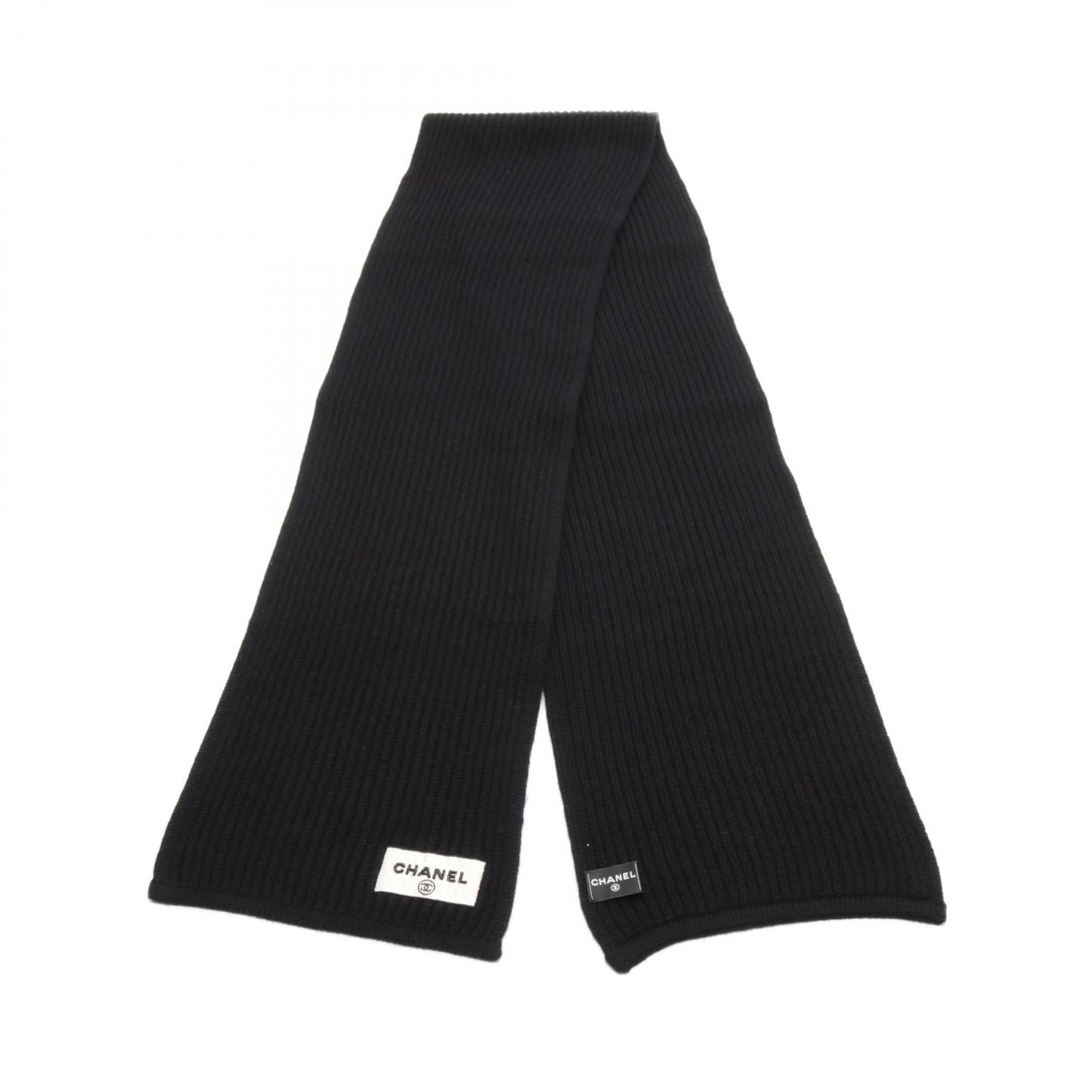 Chanel Cashmere Scarf Black New