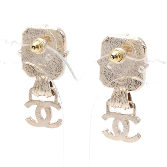 Chanel Coco Mark Earrings Gold Plated Rhinestone