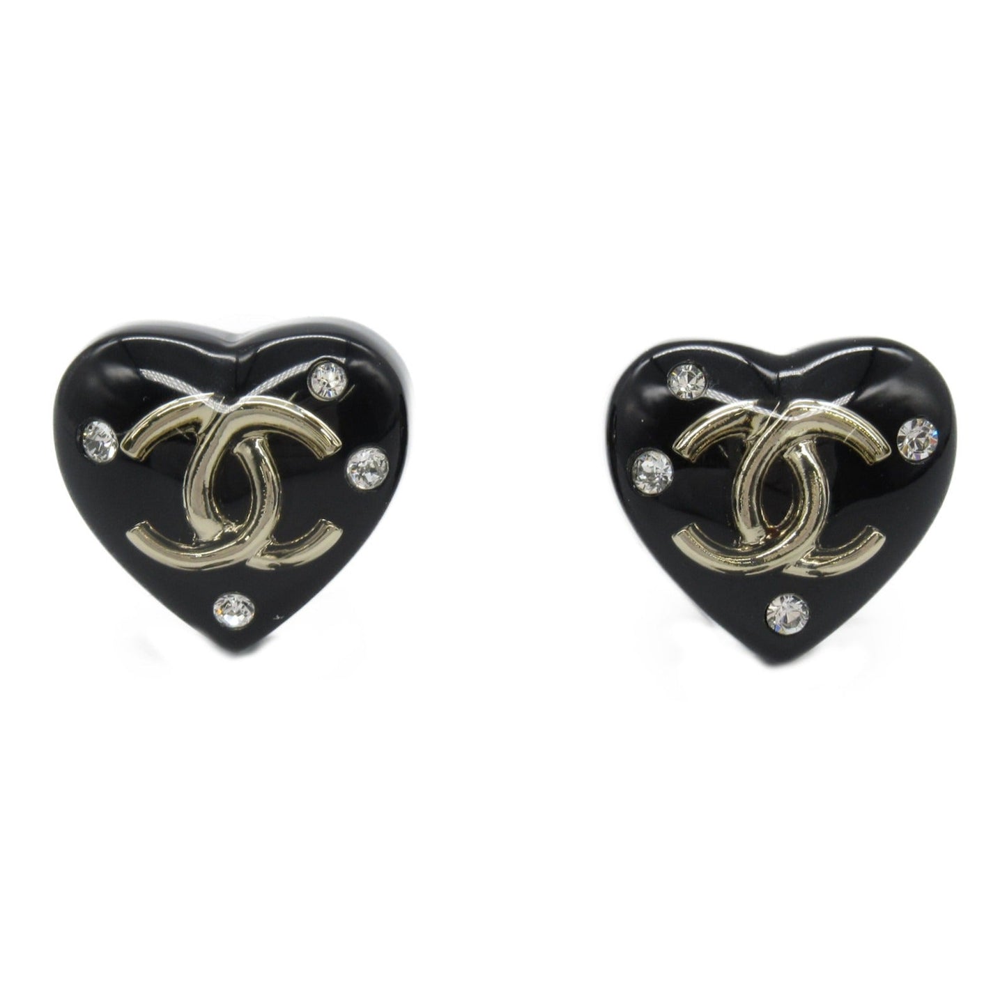 Chanel Heart Earrings Plastic Gold